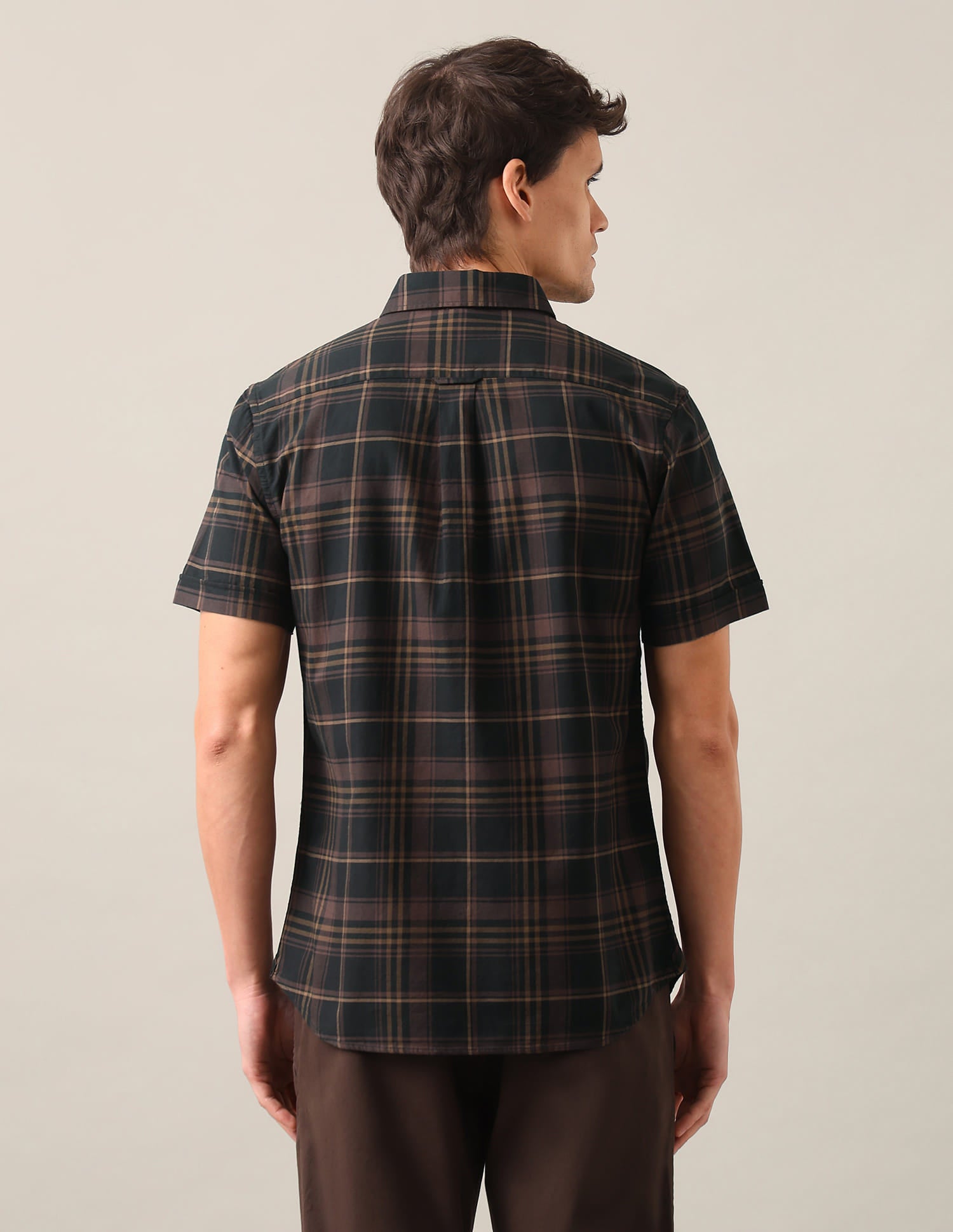 Tartan Checked Tailored Fit Shirt Brown - U.S. Polo Assn. India | Large