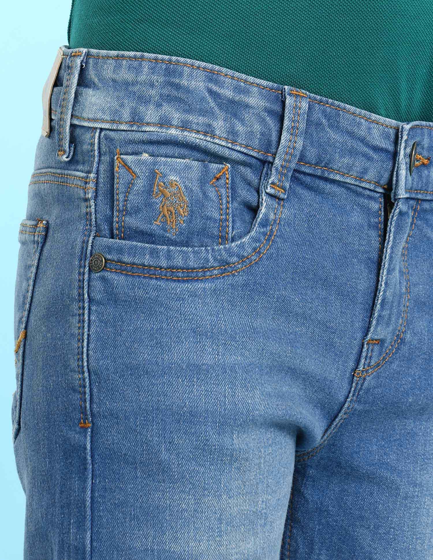 Boys Blue Slim Fit Stone Wash Jeans Blue - U.S. POLO ASSN. | Large