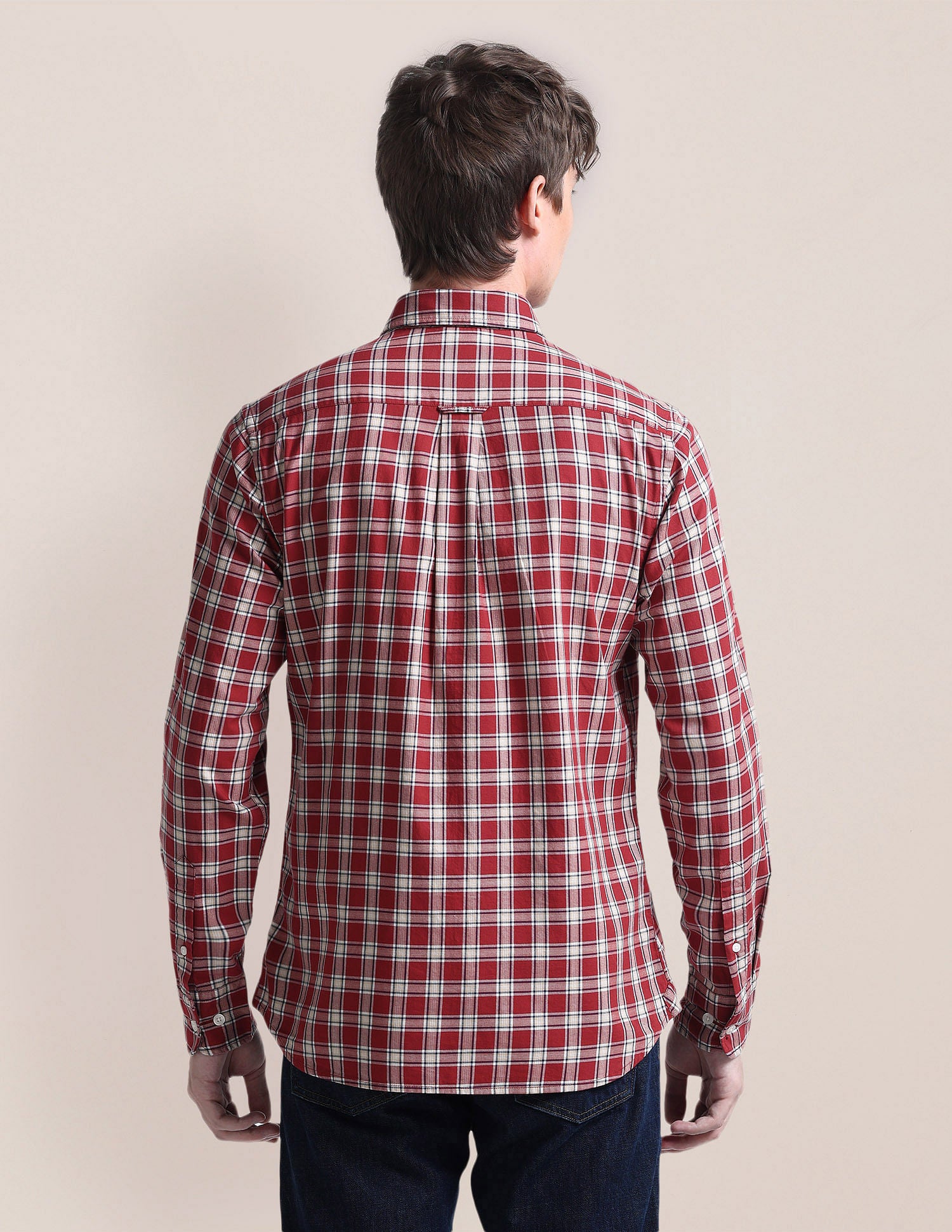 Tartan Checked Twill Cotton Shirt White - U.S. Polo Assn. India | Large