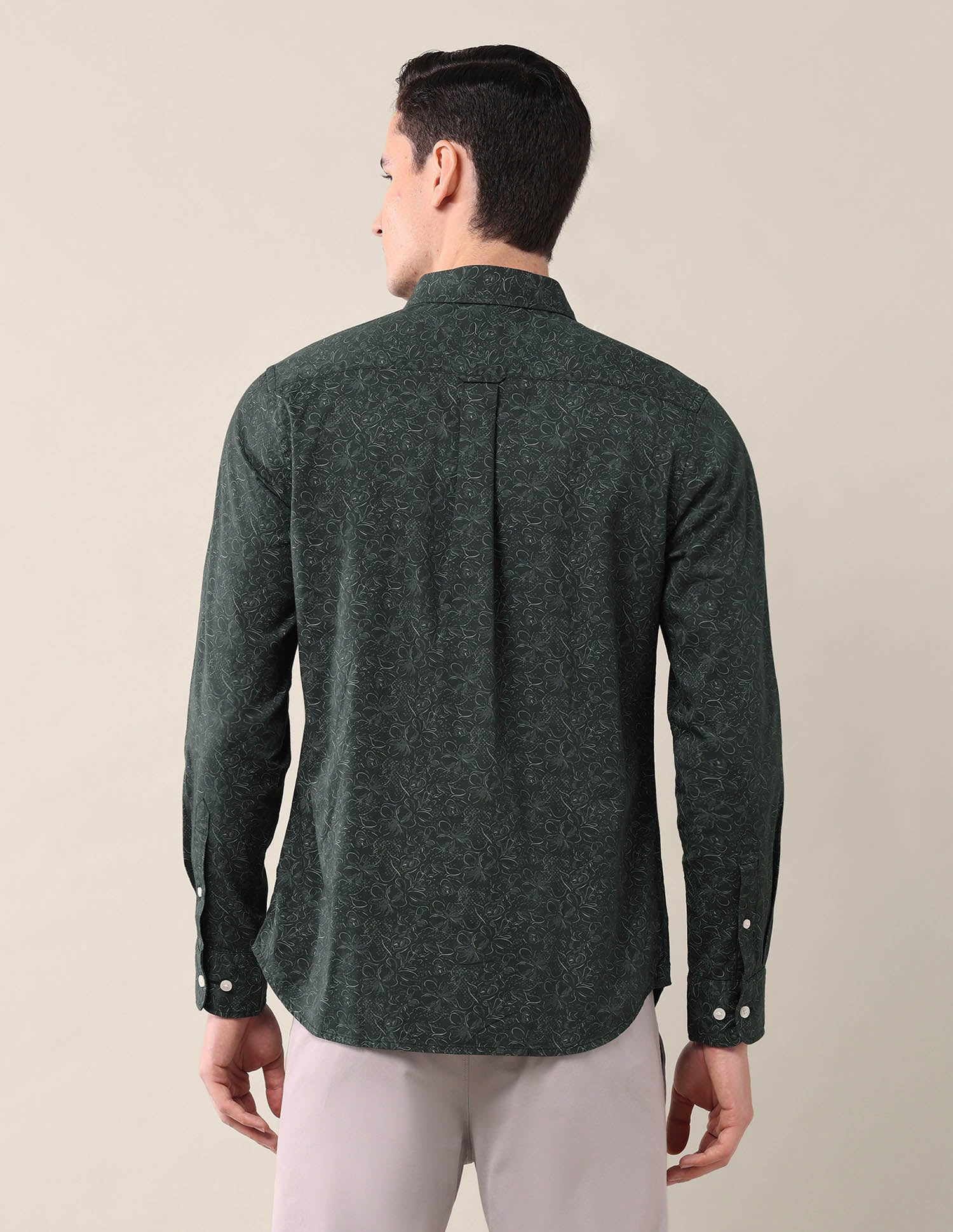 All-Over Printed Tailored Fit Shirt Dark Green - U.S. Polo Assn. India | Large