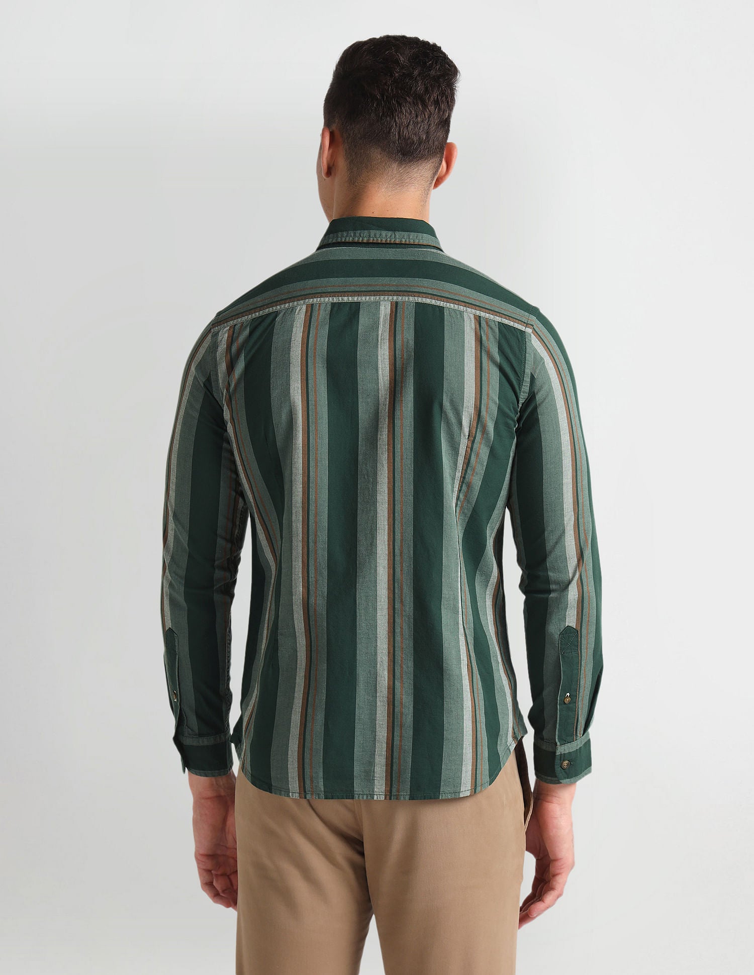 Vertical Stripe Slim Fit Shirt Green - U.S. Polo Assn. India | Large