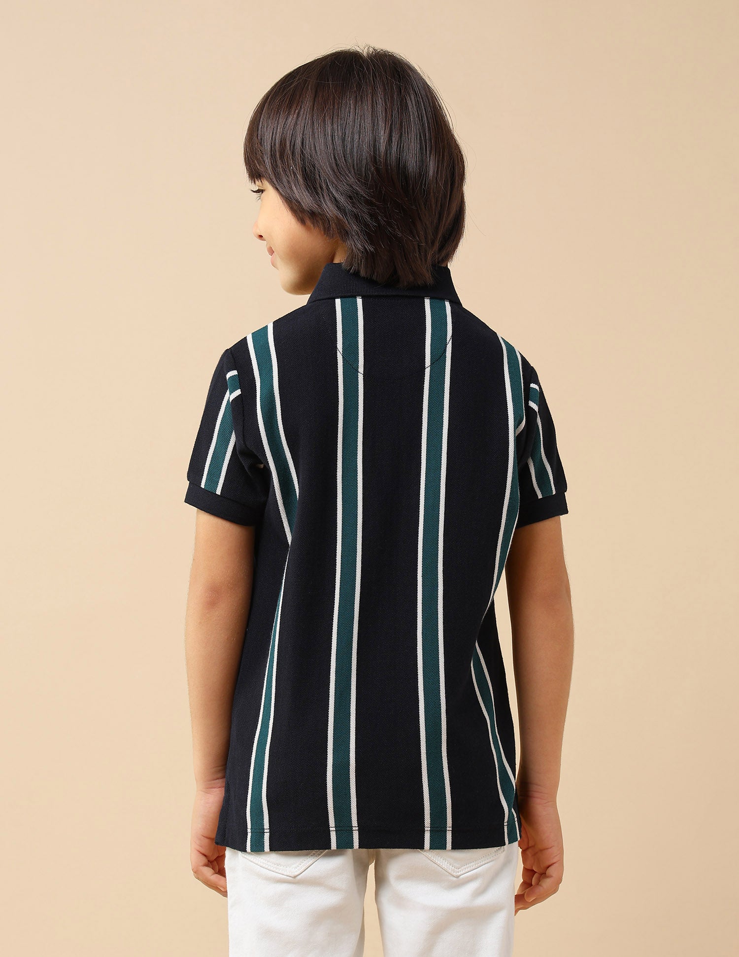 Boys Vertical Striped Regular Fit Polo Shirt Navy - U.S. POLO ASSN. | Large