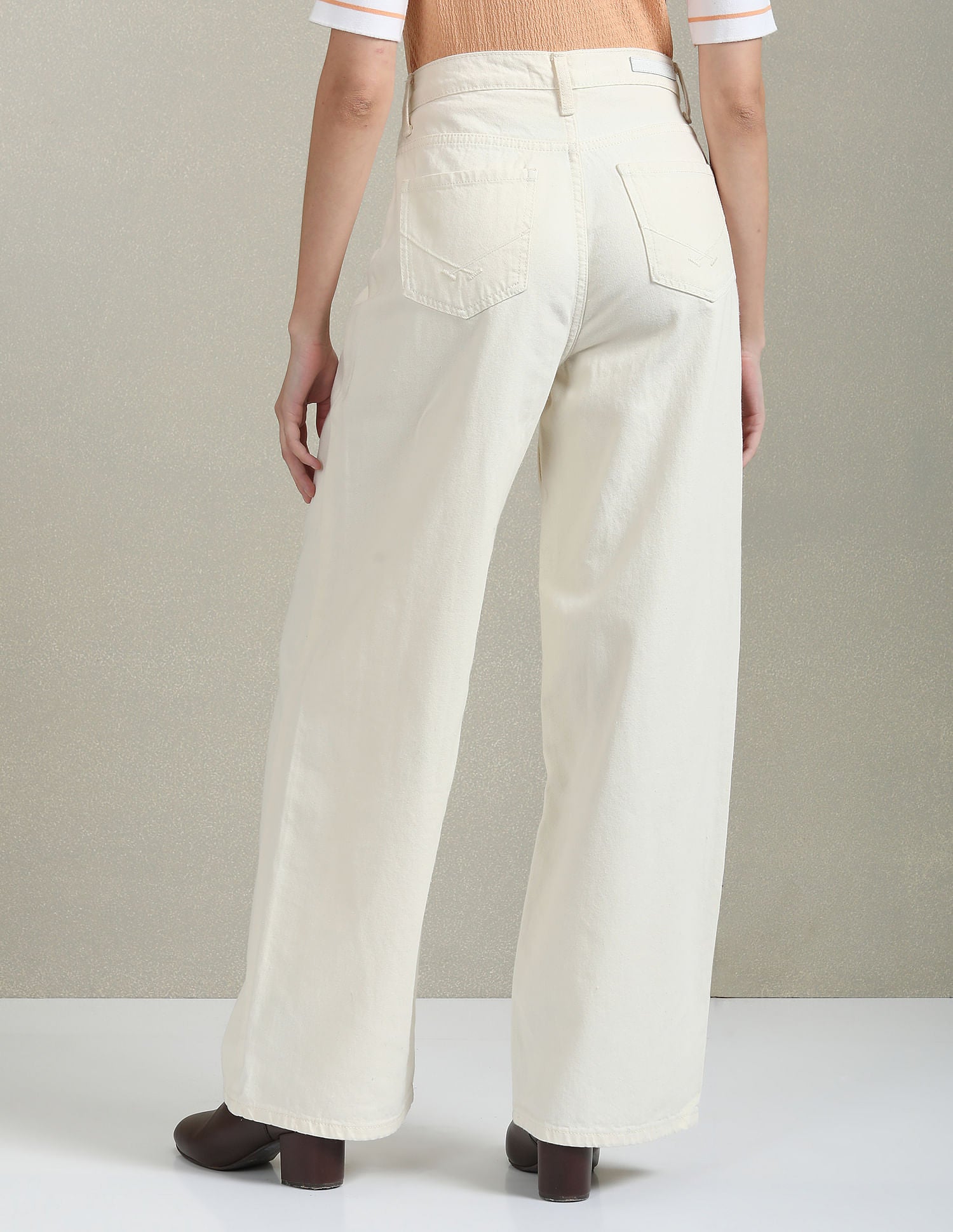 High Rise Wide Leg Jeans White - U.S. POLO ASSN. | Large