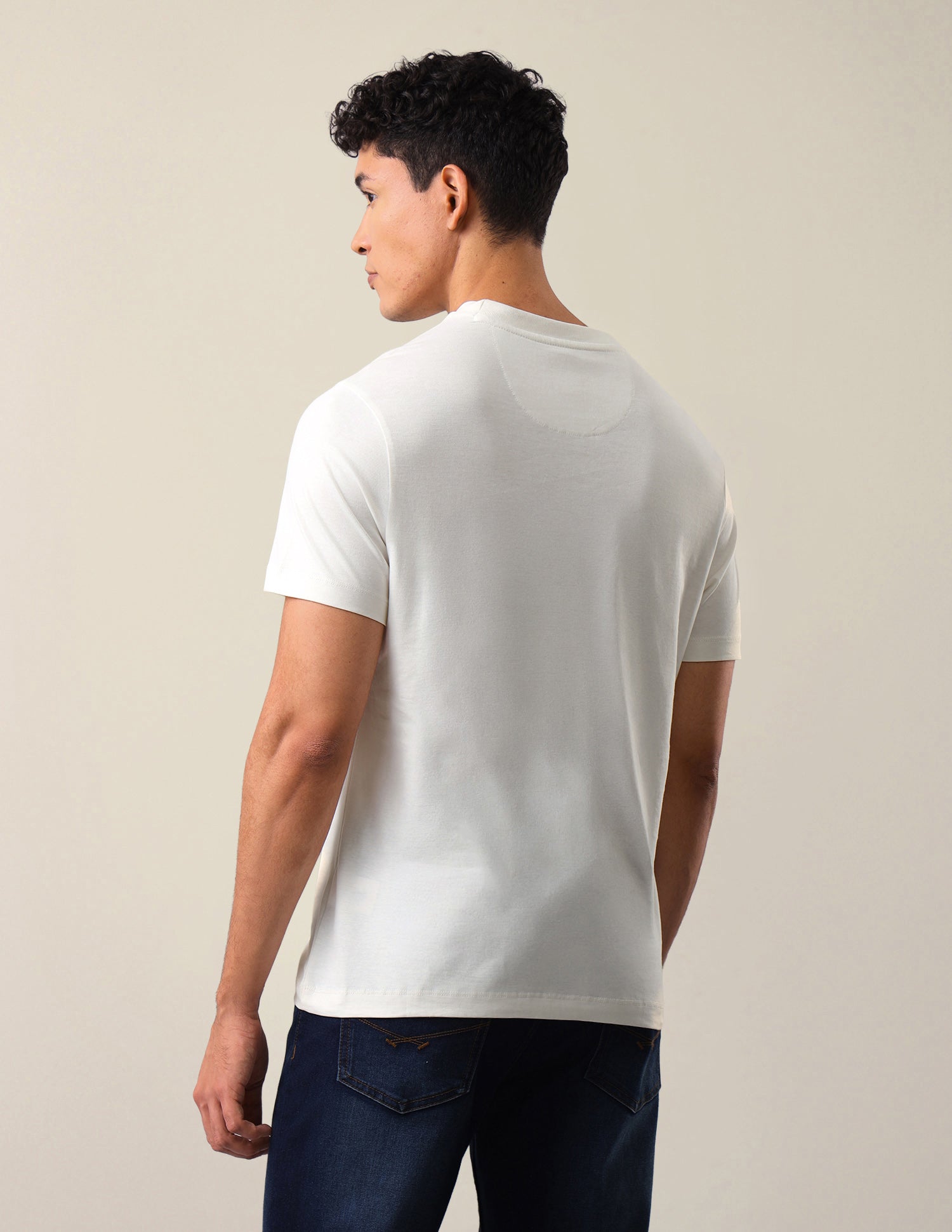 Graphic Brand Printed Slim Fit T-Shirt Ivory - U.S. Polo Assn. India | Large