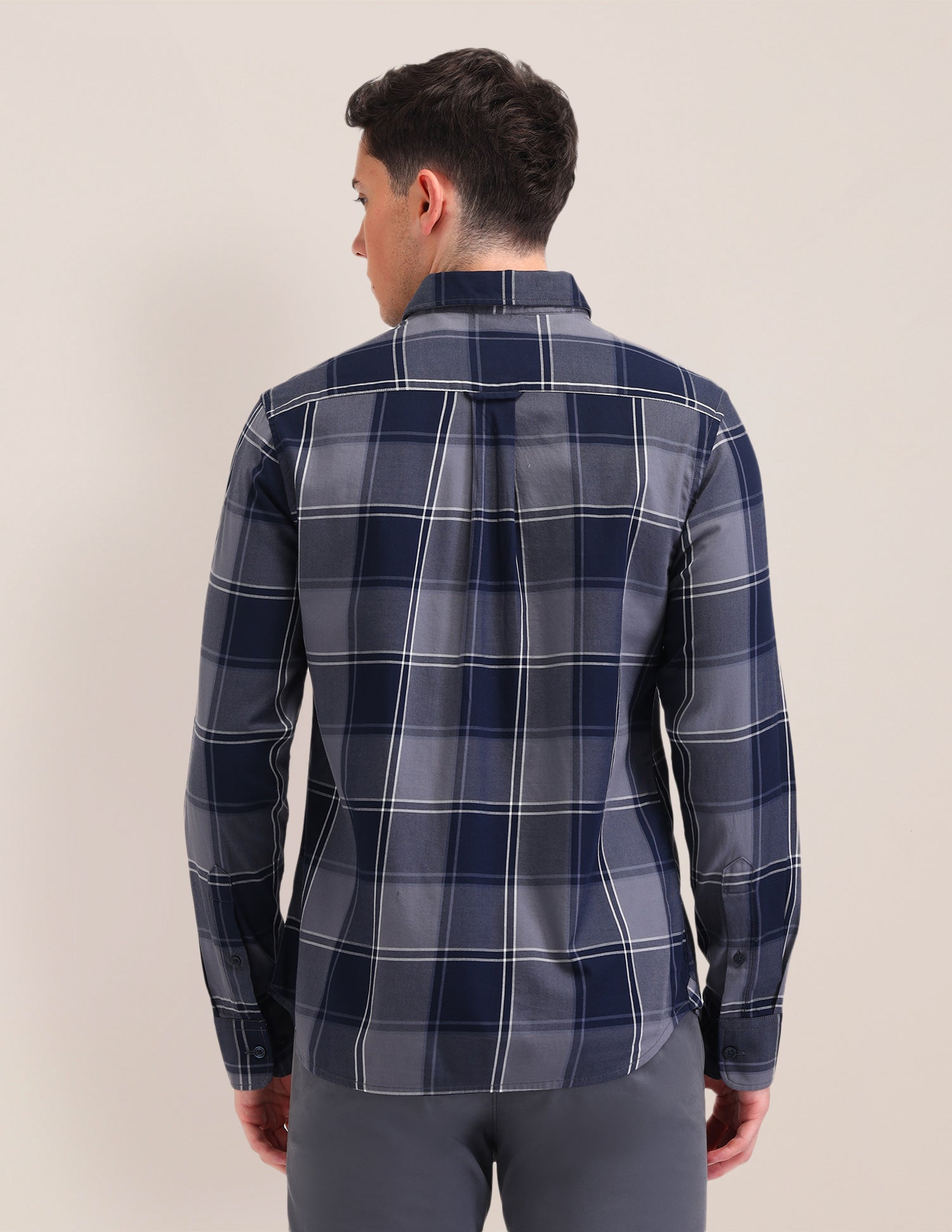 Grid Tattersall Checked Cotton Shirt Navy - U.S. Polo Assn. India | Large
