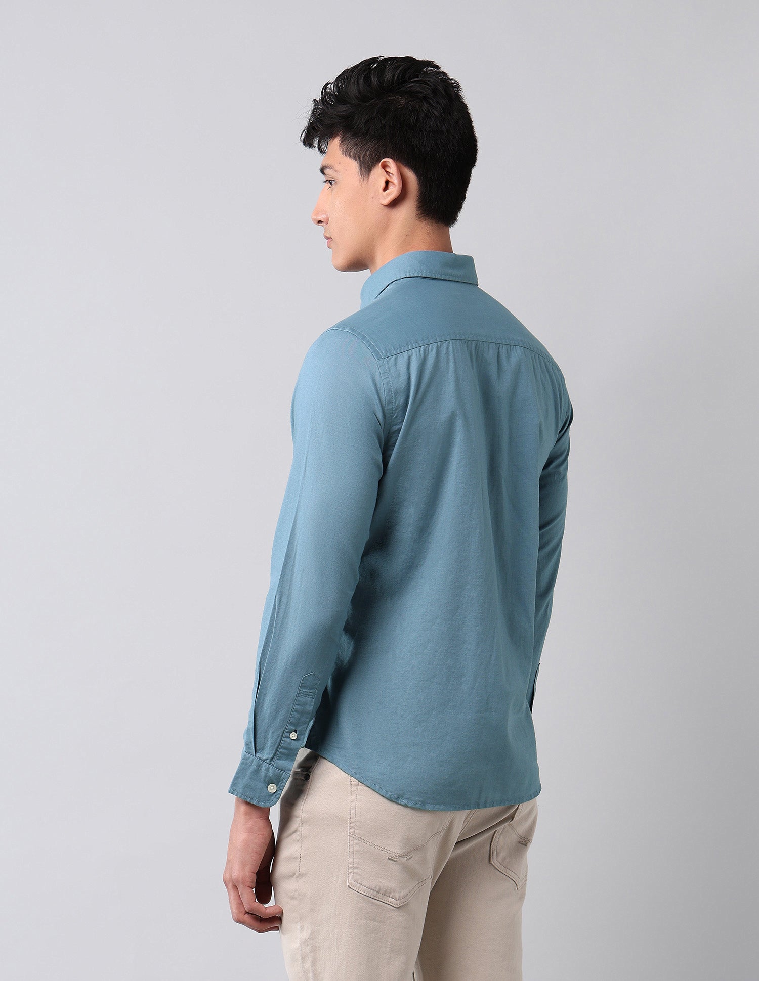 Solid Pure Cotton Shirt Teal - U.S. Polo Assn. India | Large