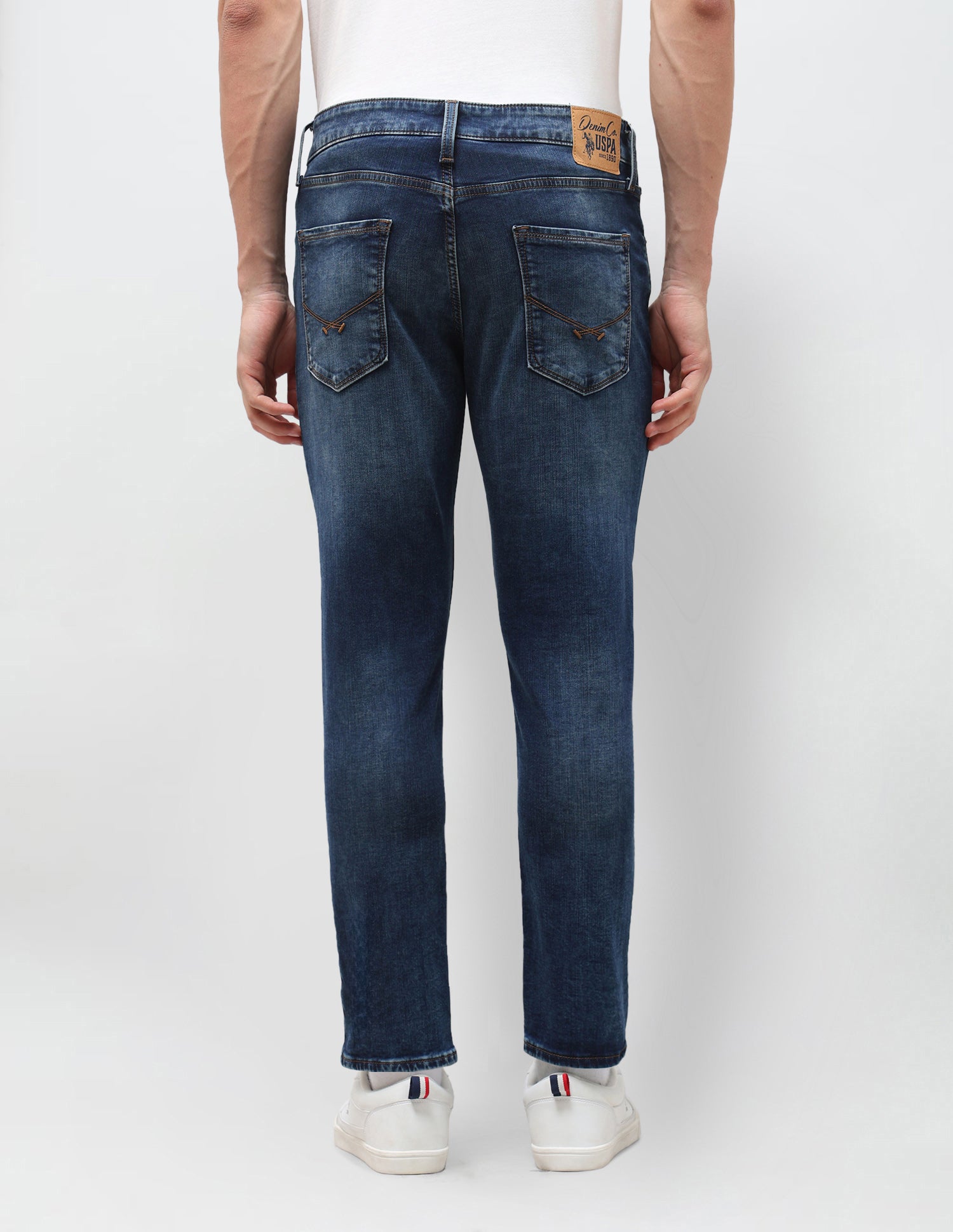 Cole Comfort Cropped Fit Blue Jeans Mid Blue - U.S. Polo Assn. India | Large