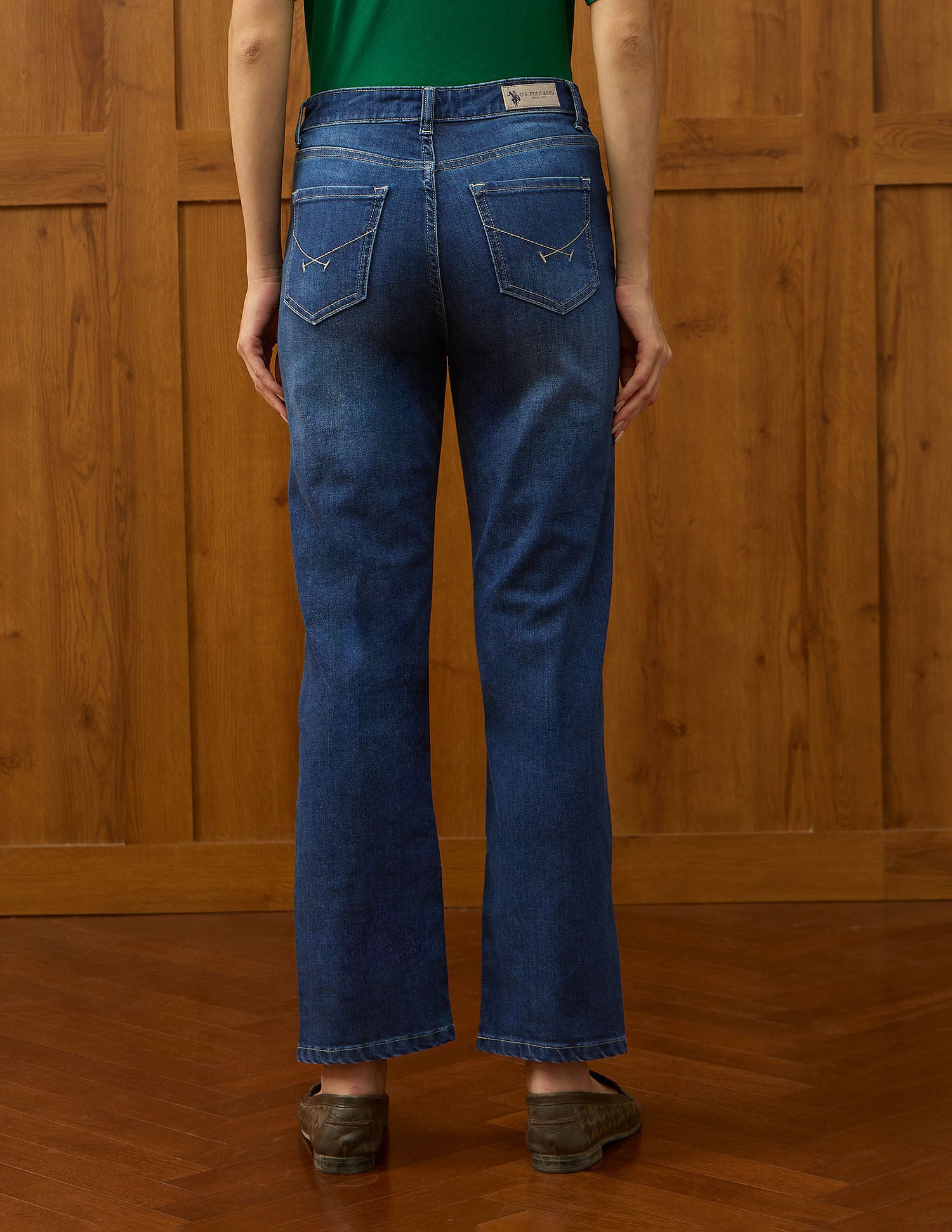 High Rise Straight Fit Jeans Mid Blue - U.S. Polo Assn. India | Large