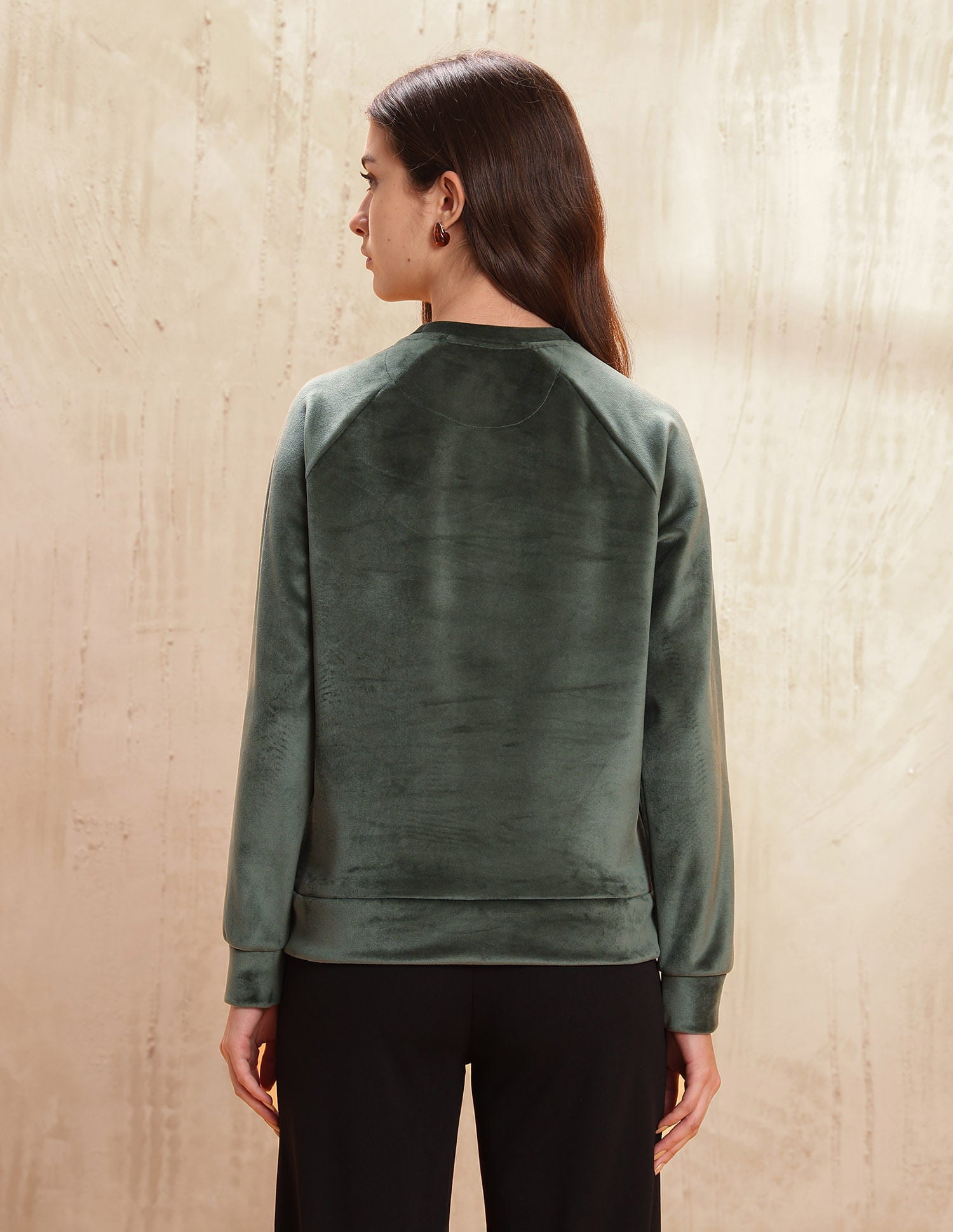Relaxed Fit Velvet Sweatshirt Green - U.S. POLO ASSN. | Large