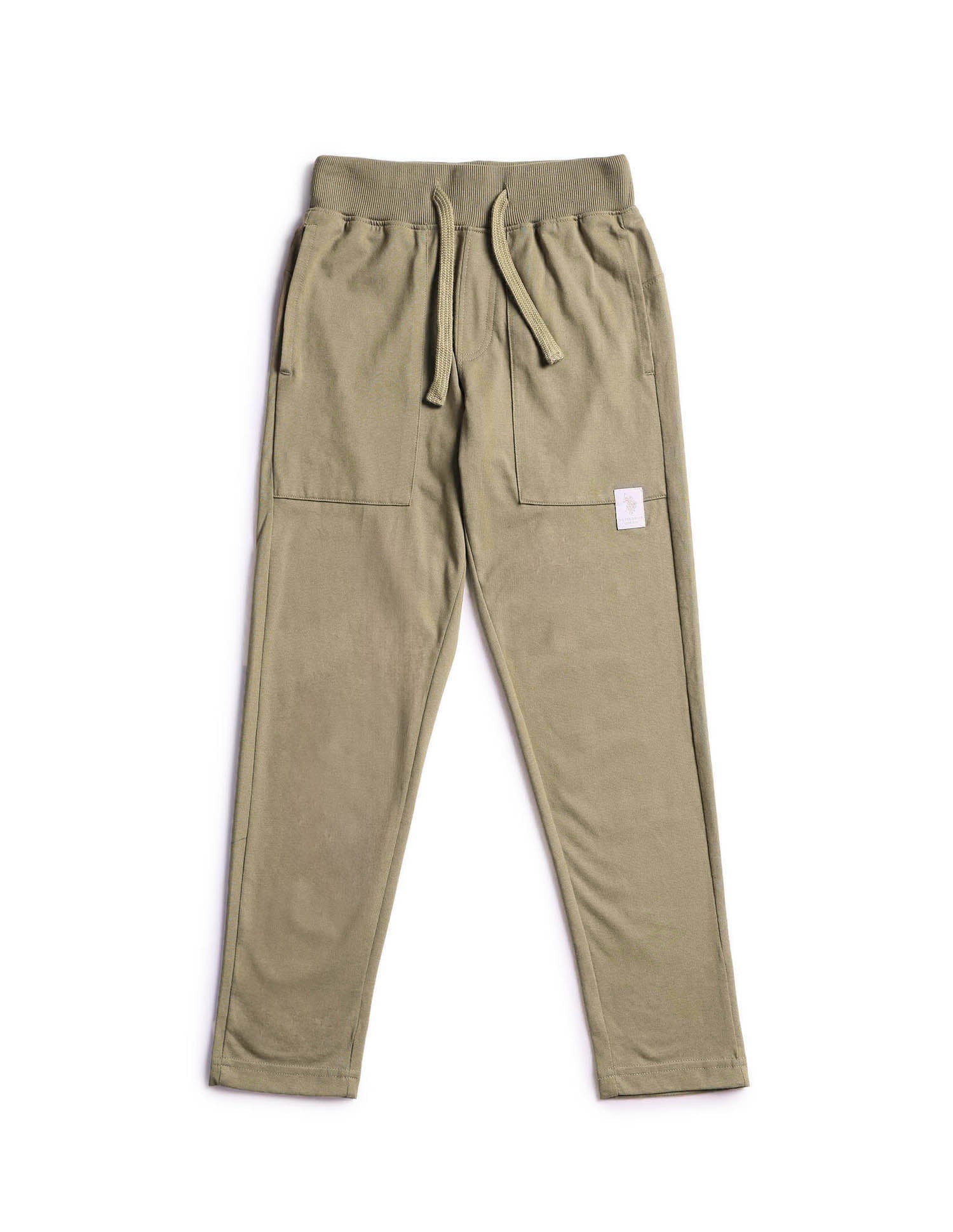 Boys Solid Mid-Rise Track Pants Brown - U.S. POLO ASSN. | Large