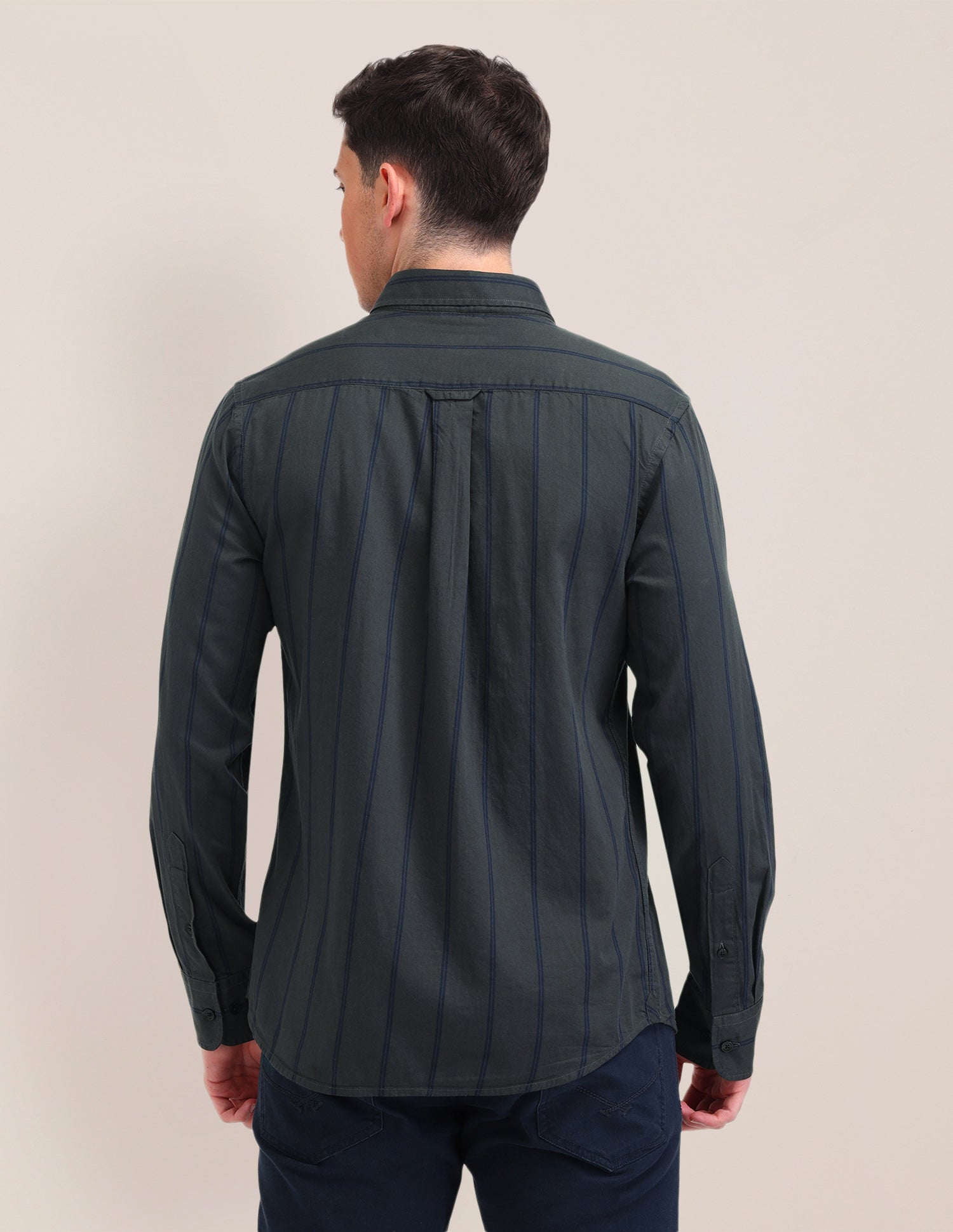 Vertical Striped Tailored Fit Shirt Grey - U.S. Polo Assn. India | Large