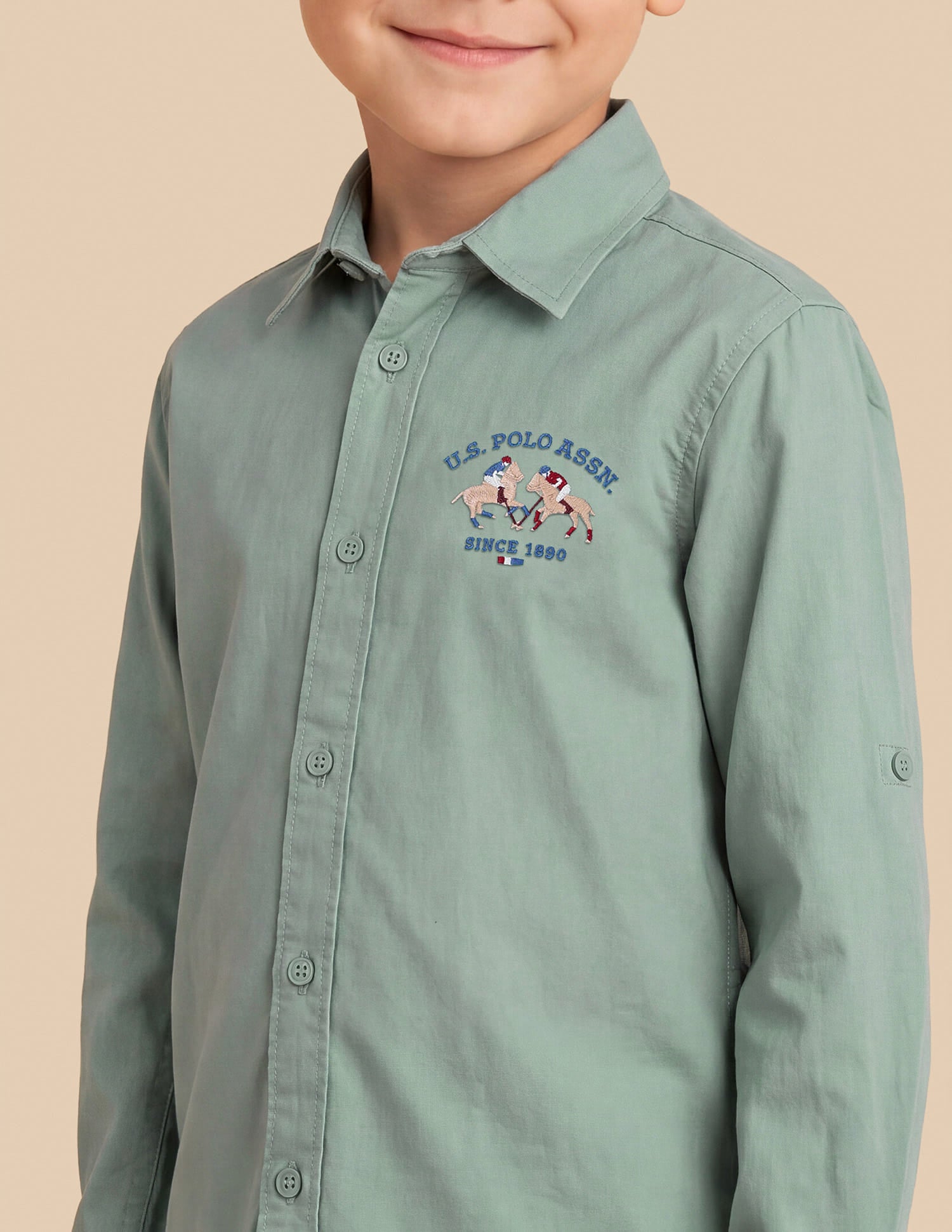 Solid Regular Fit Shirt Green - U.S. Polo Assn. India | Large