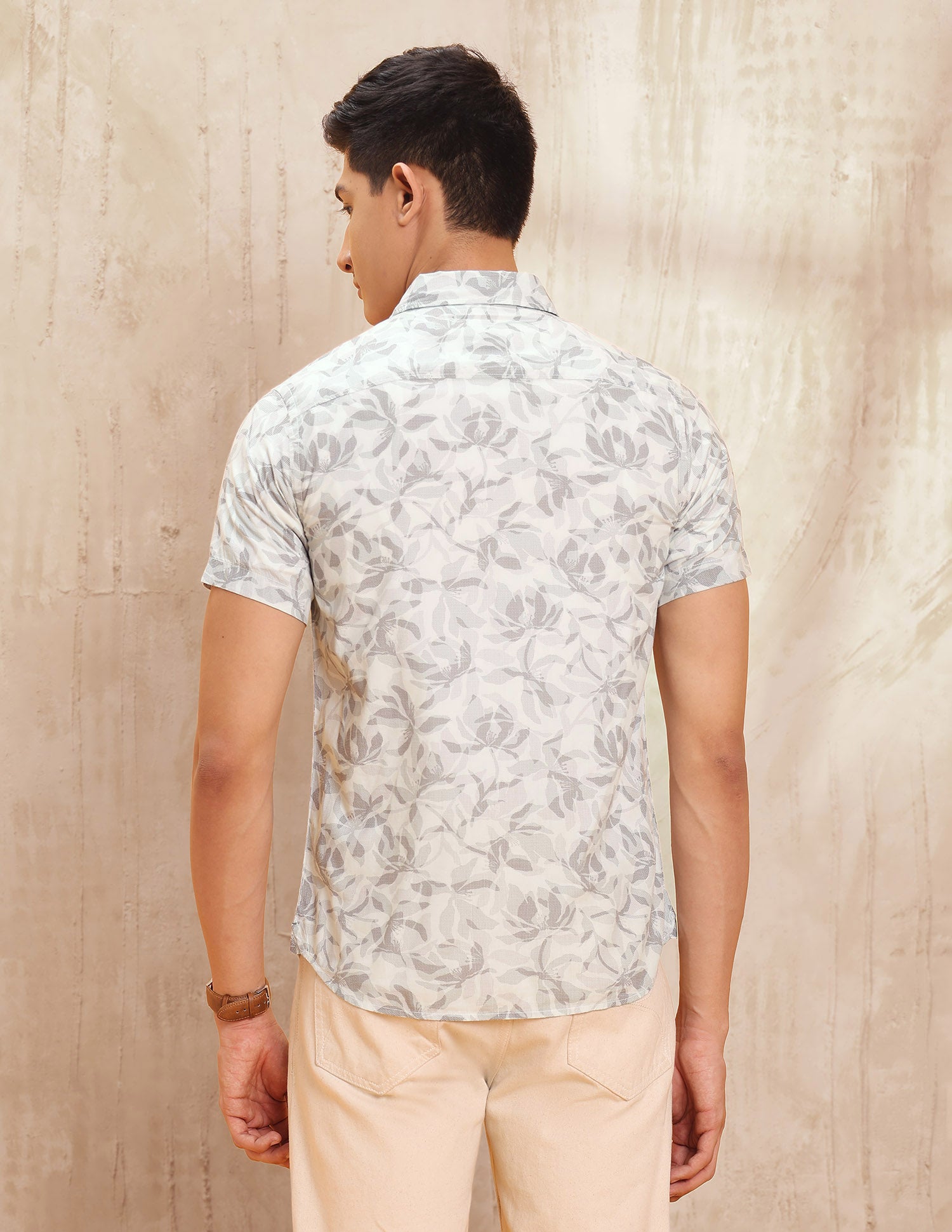 Floral Printed Slim Fit Shirt Light Grey - U.S. POLO ASSN. | Large