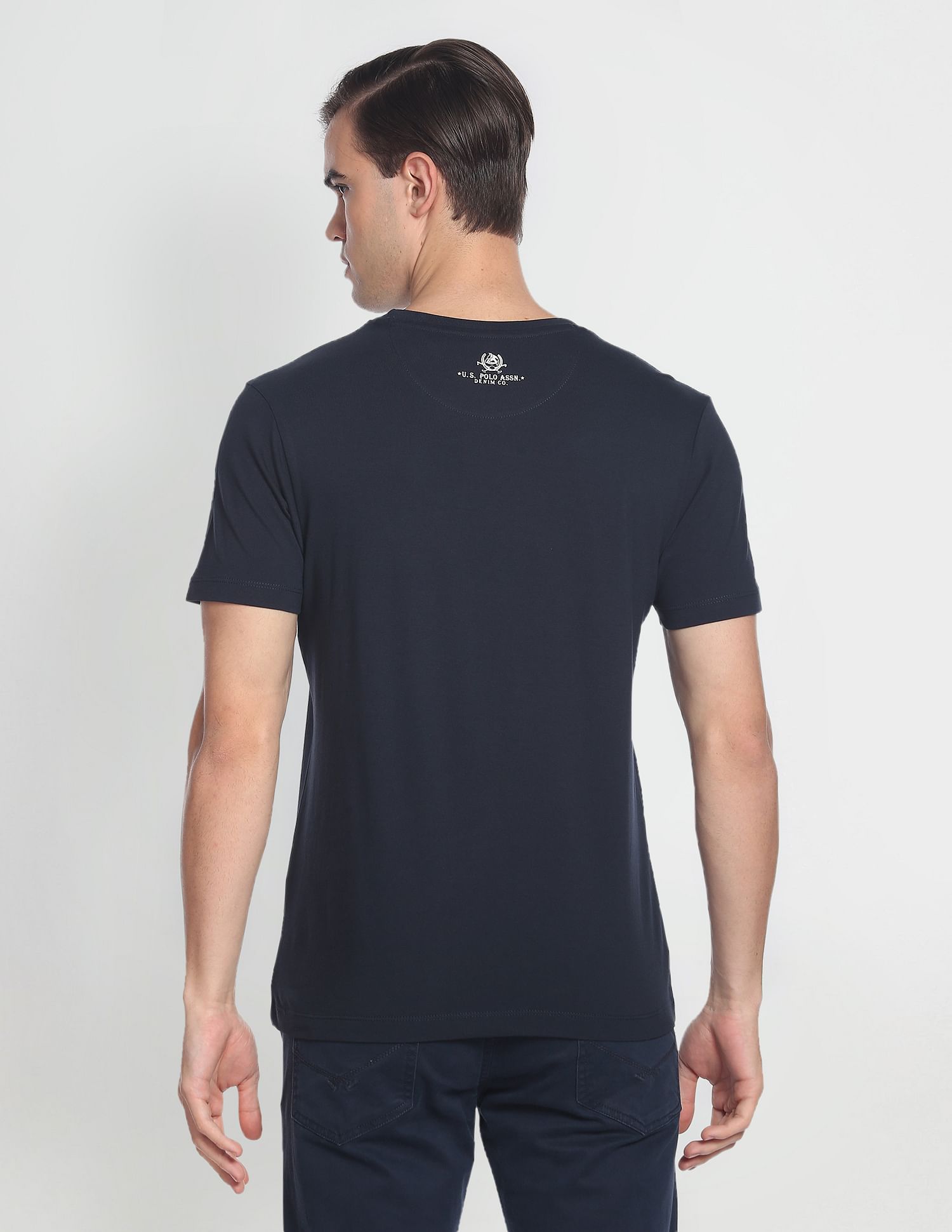 Bold Print Crew Neck T-Shirt Navy - U.S. POLO ASSN. | Large