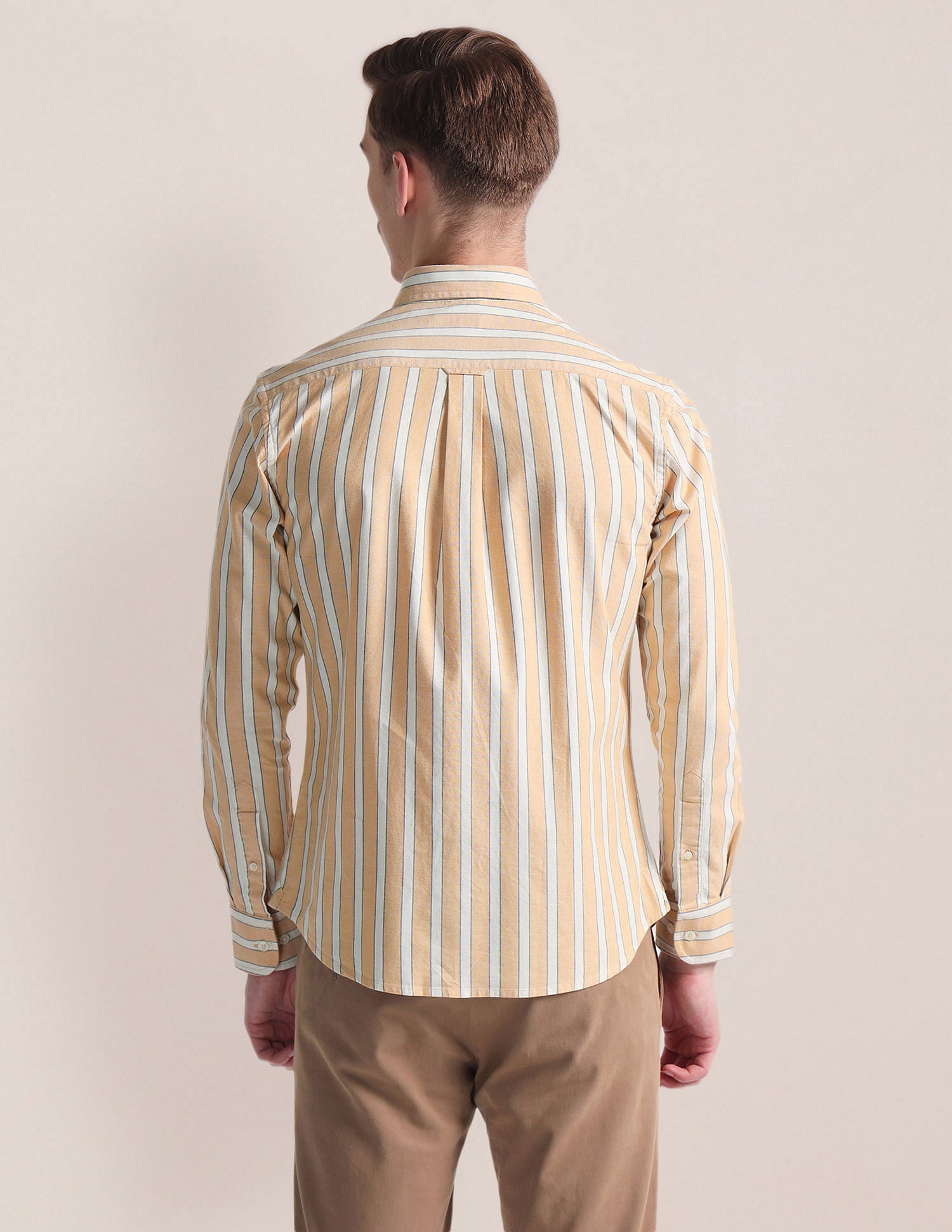 Vertical Stripe Oxford Shirt Beige - U.S. Polo Assn. India | Large