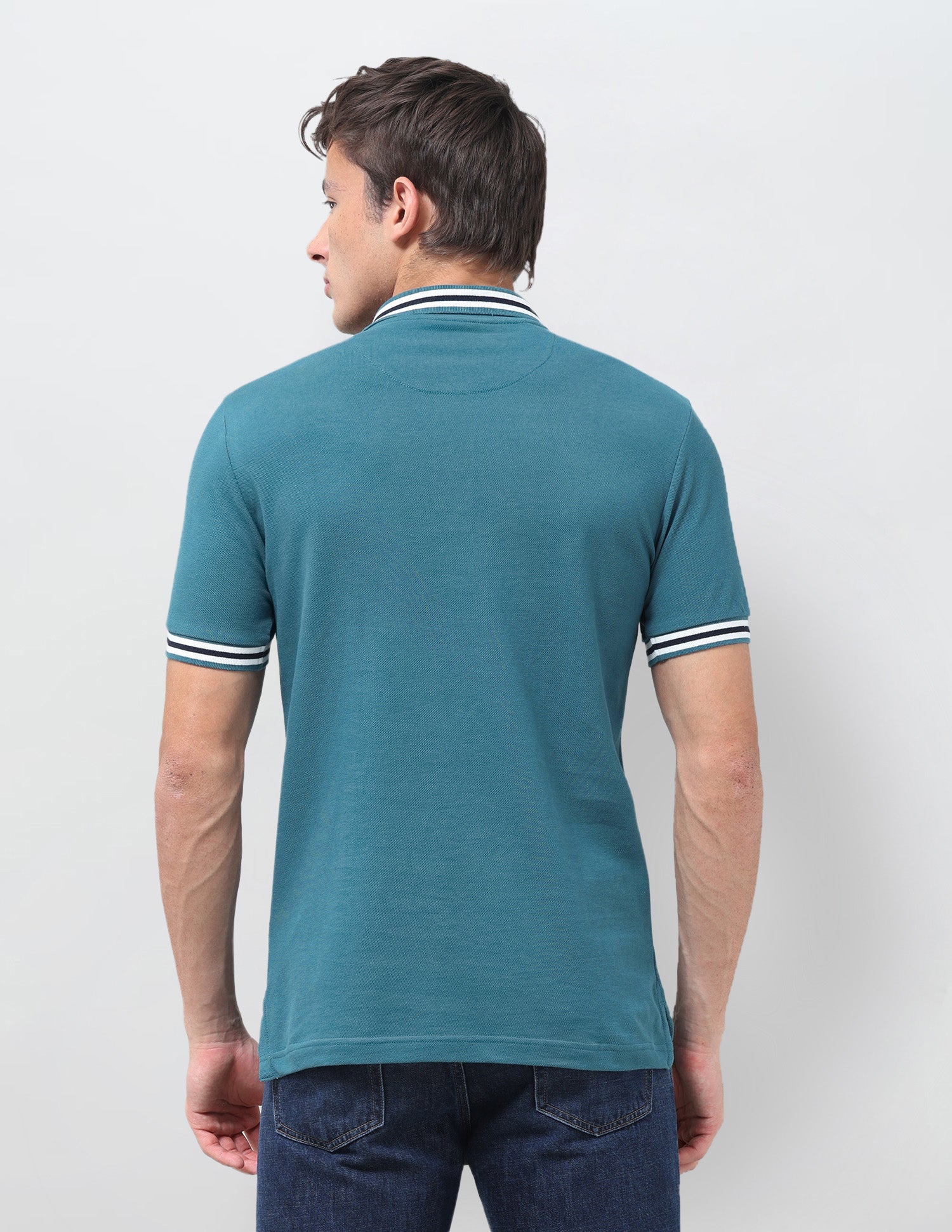 Solid Regular Fit Polo Shirt Teal - U.S. Polo Assn. India | Large