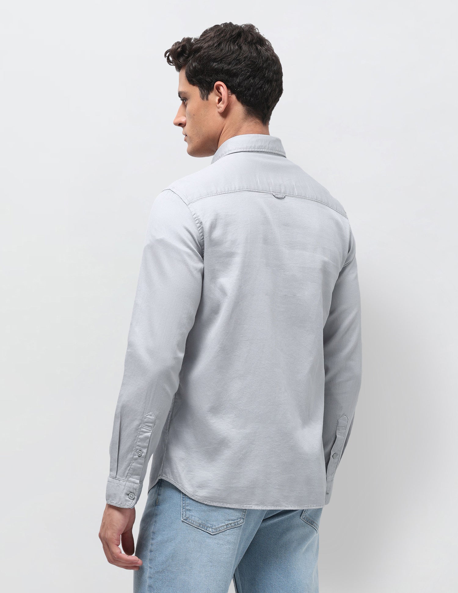 Dobby Regular Fit Shirt Light Grey - U.S. Polo Assn. India | Large