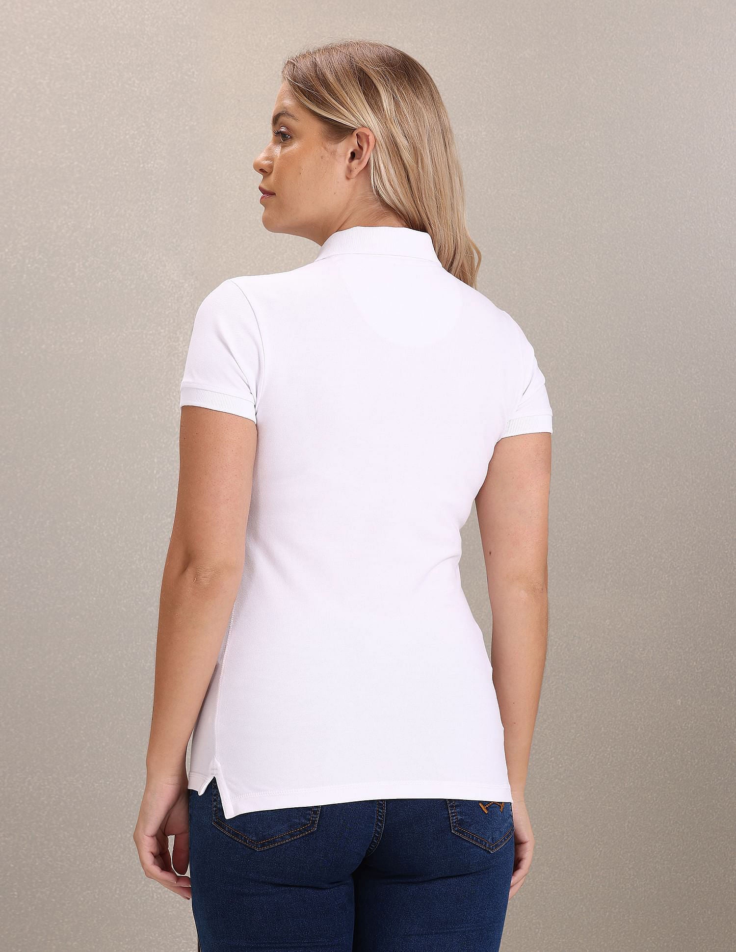 Brand Logo Solid Pique Polo Shirt White - U.S. POLO ASSN. | Large