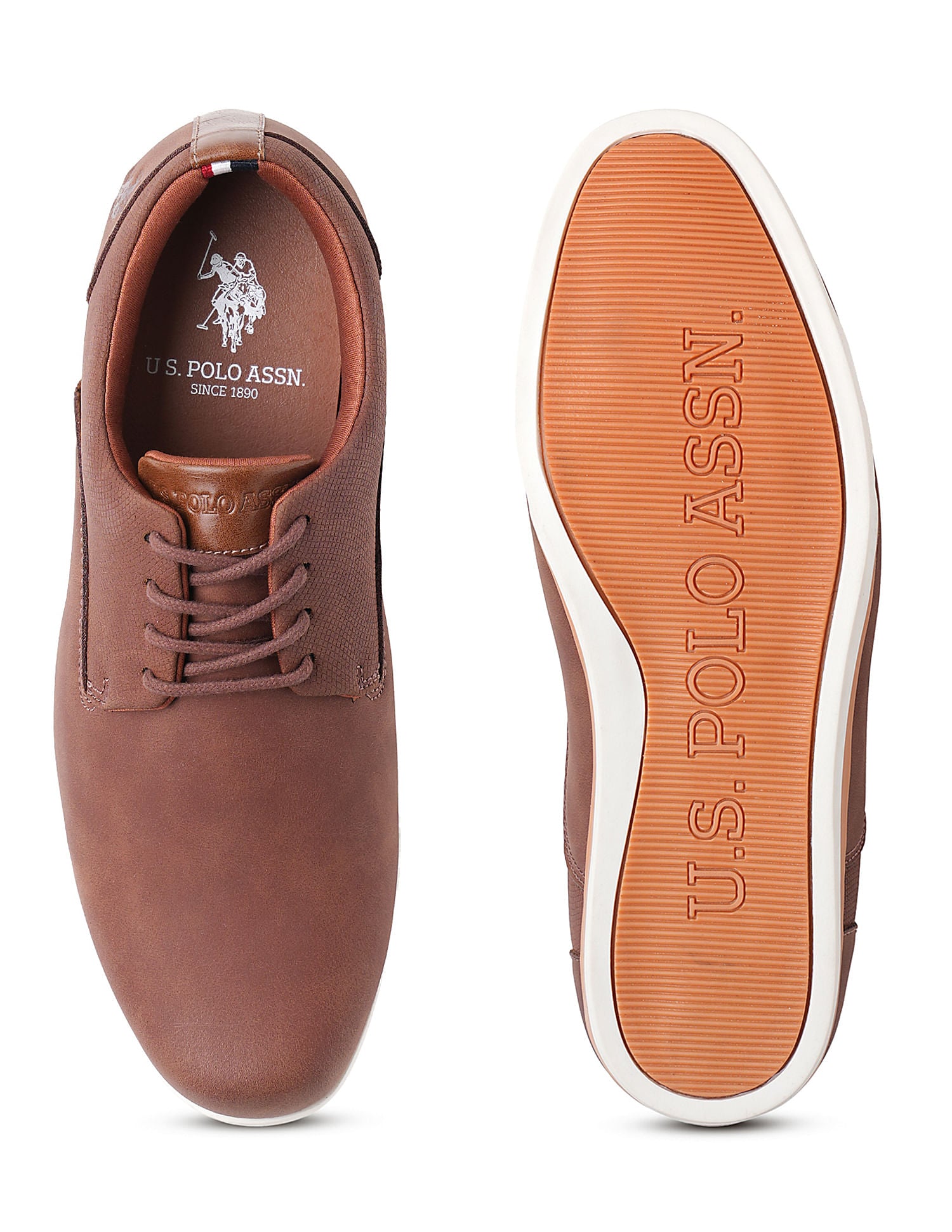 Men Clest Brown Work Casuals Lace Up Shoes Brown - U.S. POLO ASSN. | Large