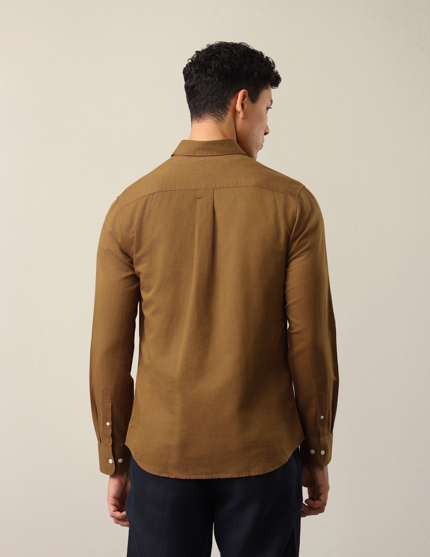 Solid Tailored Fit Shirt Khaki - U.S. Polo Assn. India | Large