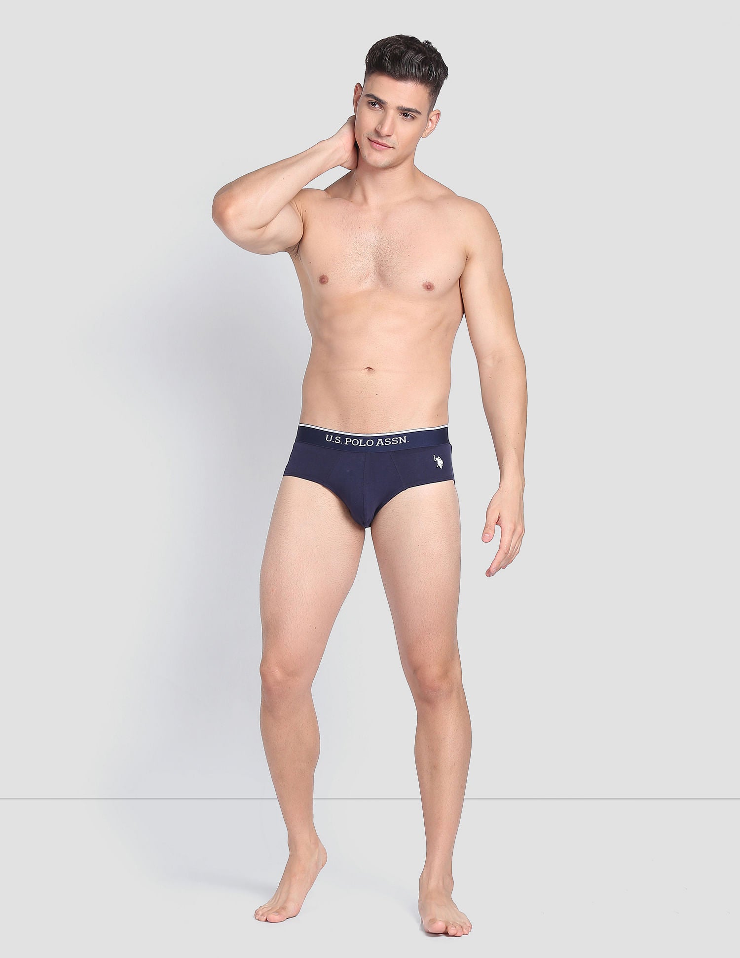 Elasticized Waist Solid EB004 Briefs  - Pack Of 3 Black, Blue and Navy - U.S. POLO ASSN. | Large