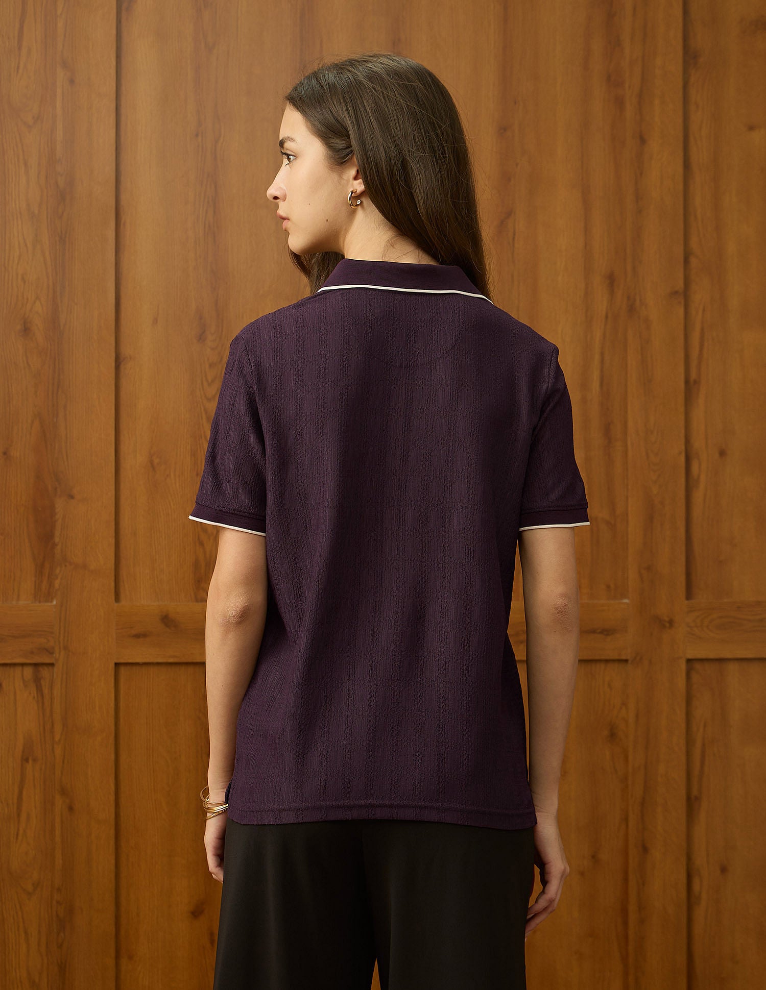 Boxy Fit Textured Polo Shirt Wine - U.S. POLO ASSN. | Large