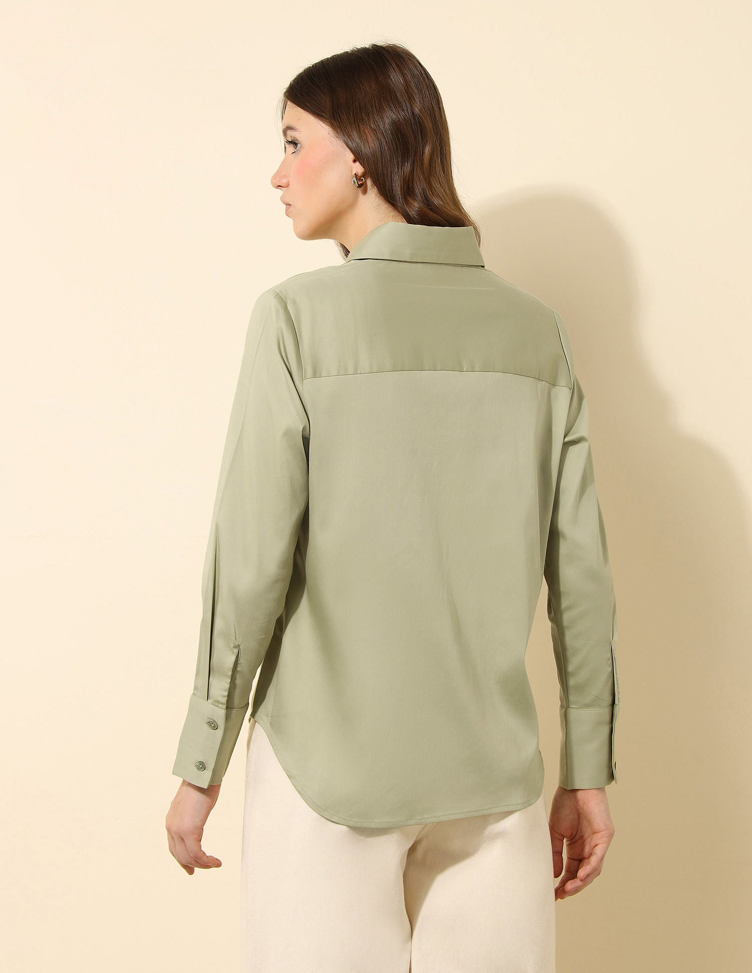 Satin Regular Fit Shirt Green - U.S. POLO ASSN. | Large