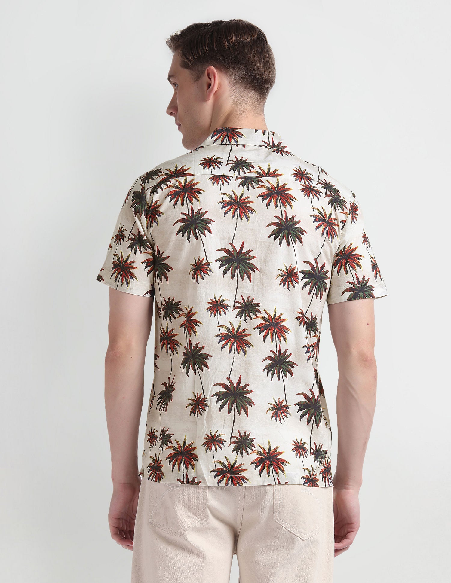 Tropical Print Cotton Shirt Light Grey - U.S. Polo Assn. India | Large