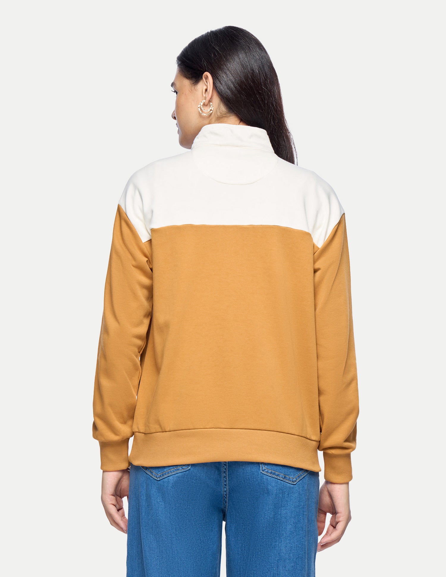 Colourblocked Regular Fit Sweatshirt Light Brown - U.S. Polo Assn. India | Large