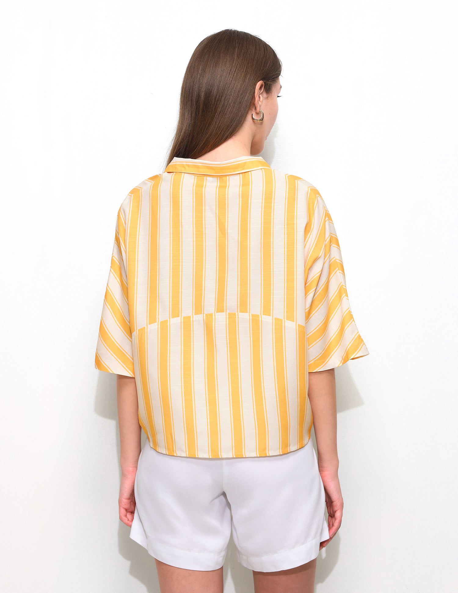 Vertical Striped Elbow Sleeve Top Yellow - U.S. Polo Assn. India | Large