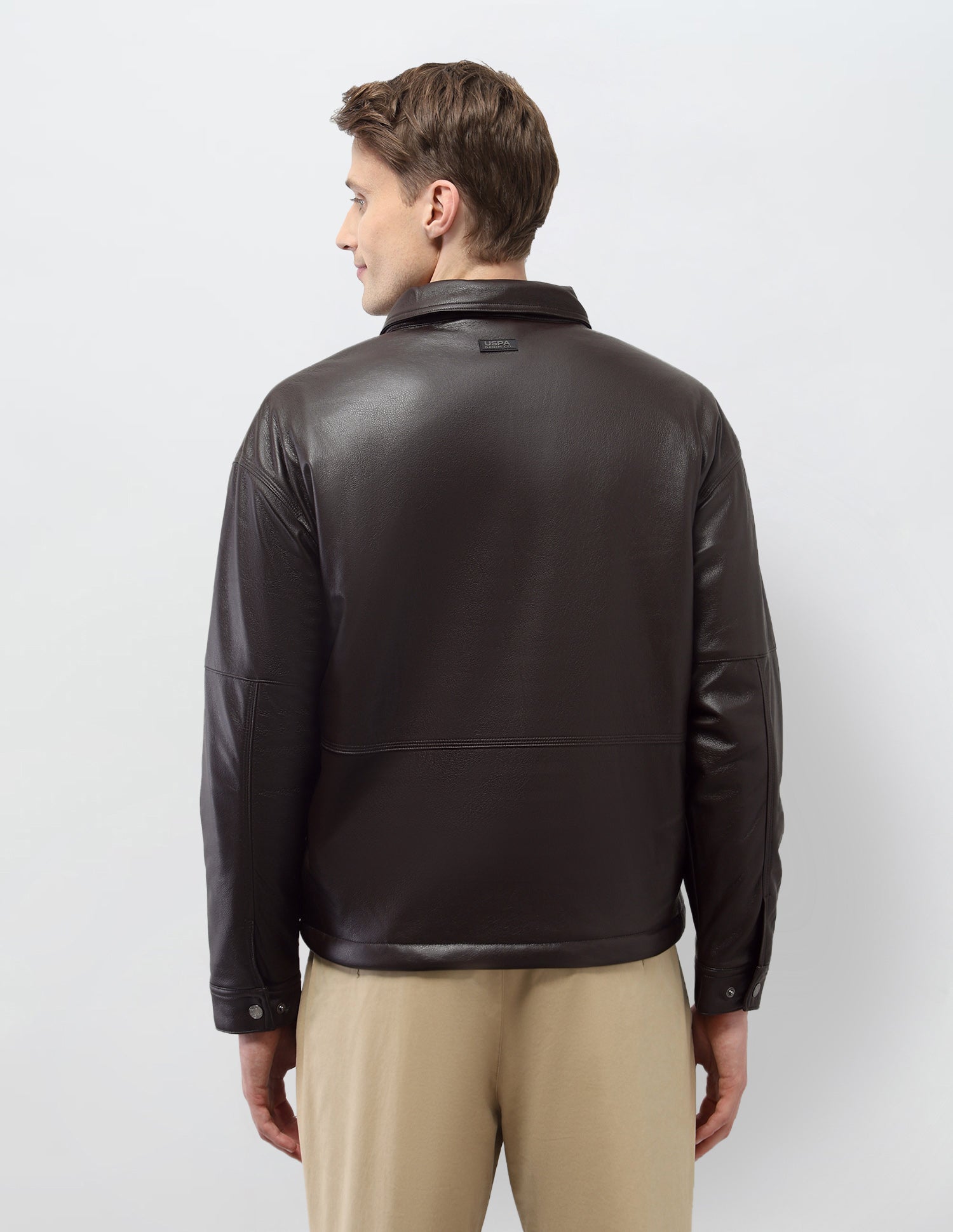 Solid Regular Fit Jacket Dark Brown - U.S. Polo Assn. India | Large