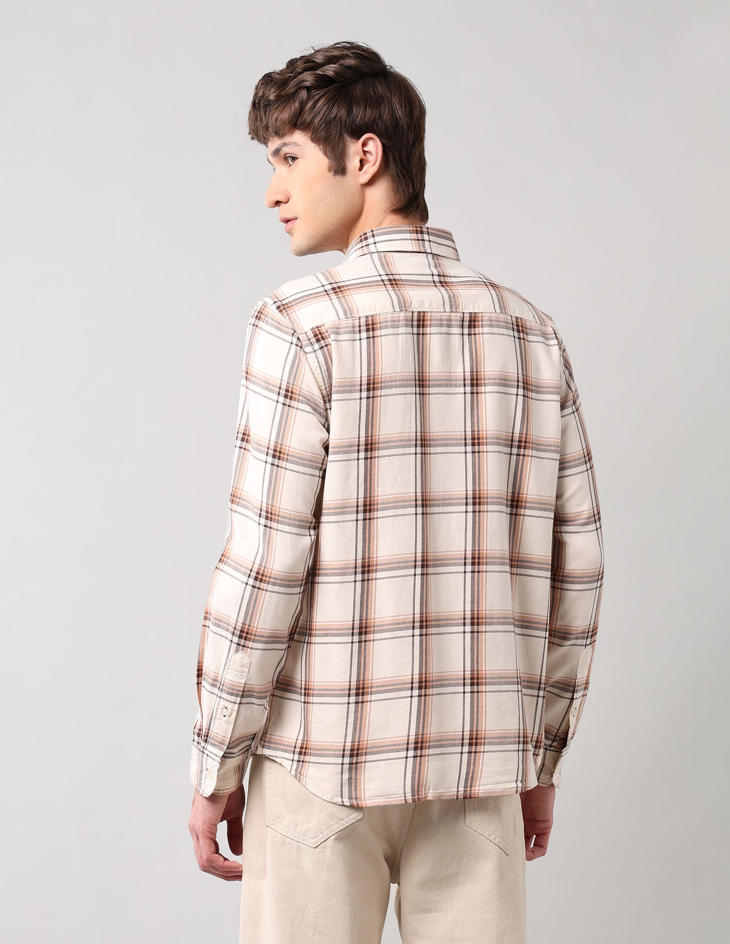 Grid Tattersall Checked Pure Cotton Shirt Ivory - U.S. POLO ASSN. | Large