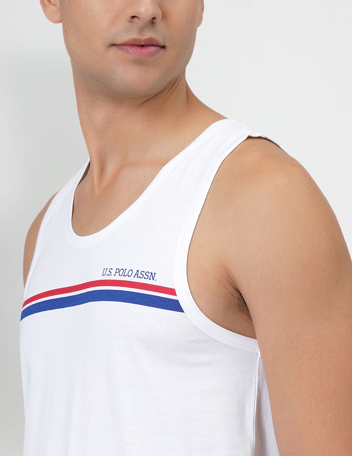 Striped Cotton EV005 Vest - Pack Of 1 White - U.S. POLO ASSN. | Large