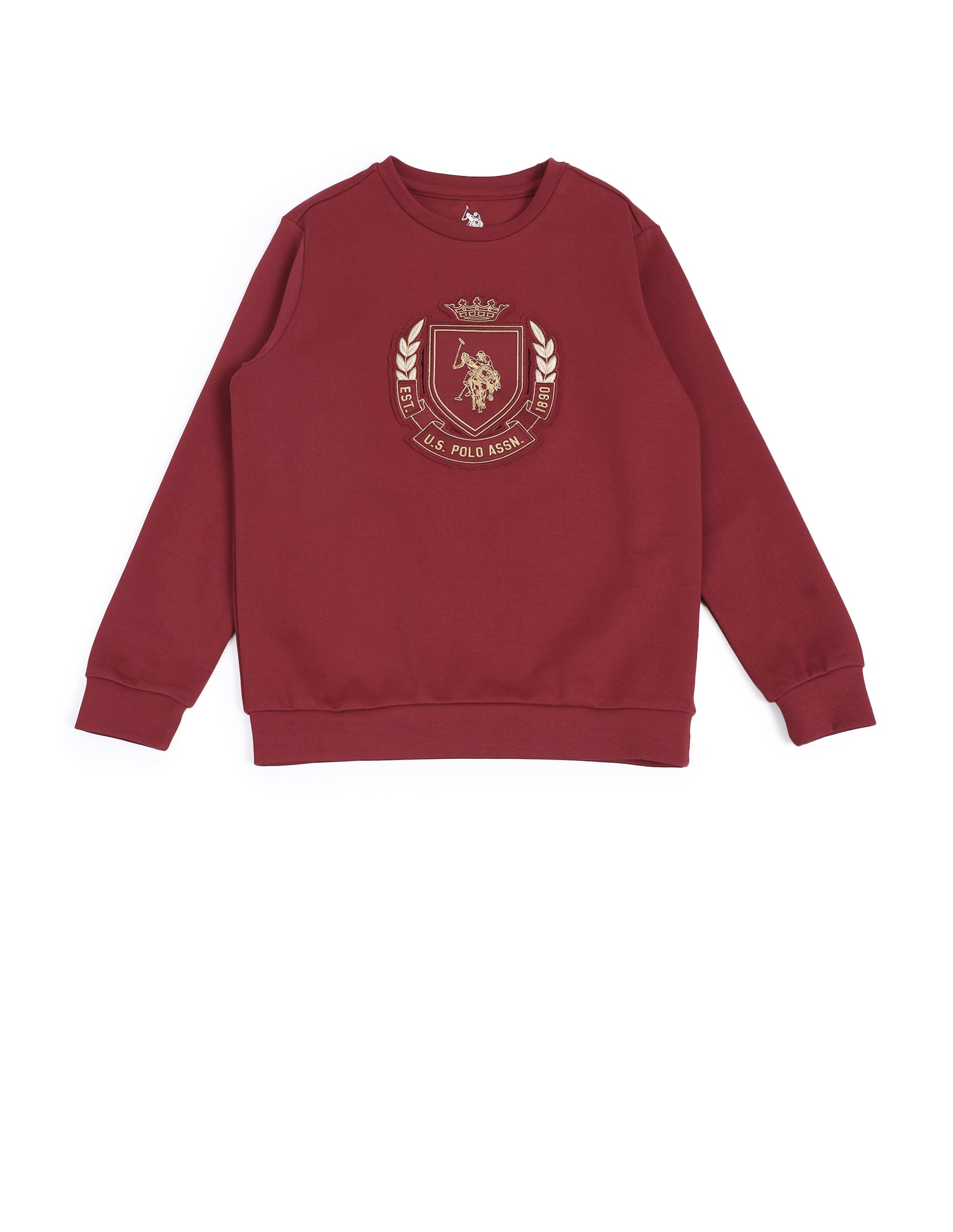 Boys Brand Embossed Regular Fit Sweatshirt Maroon - U.S. POLO ASSN. | Large