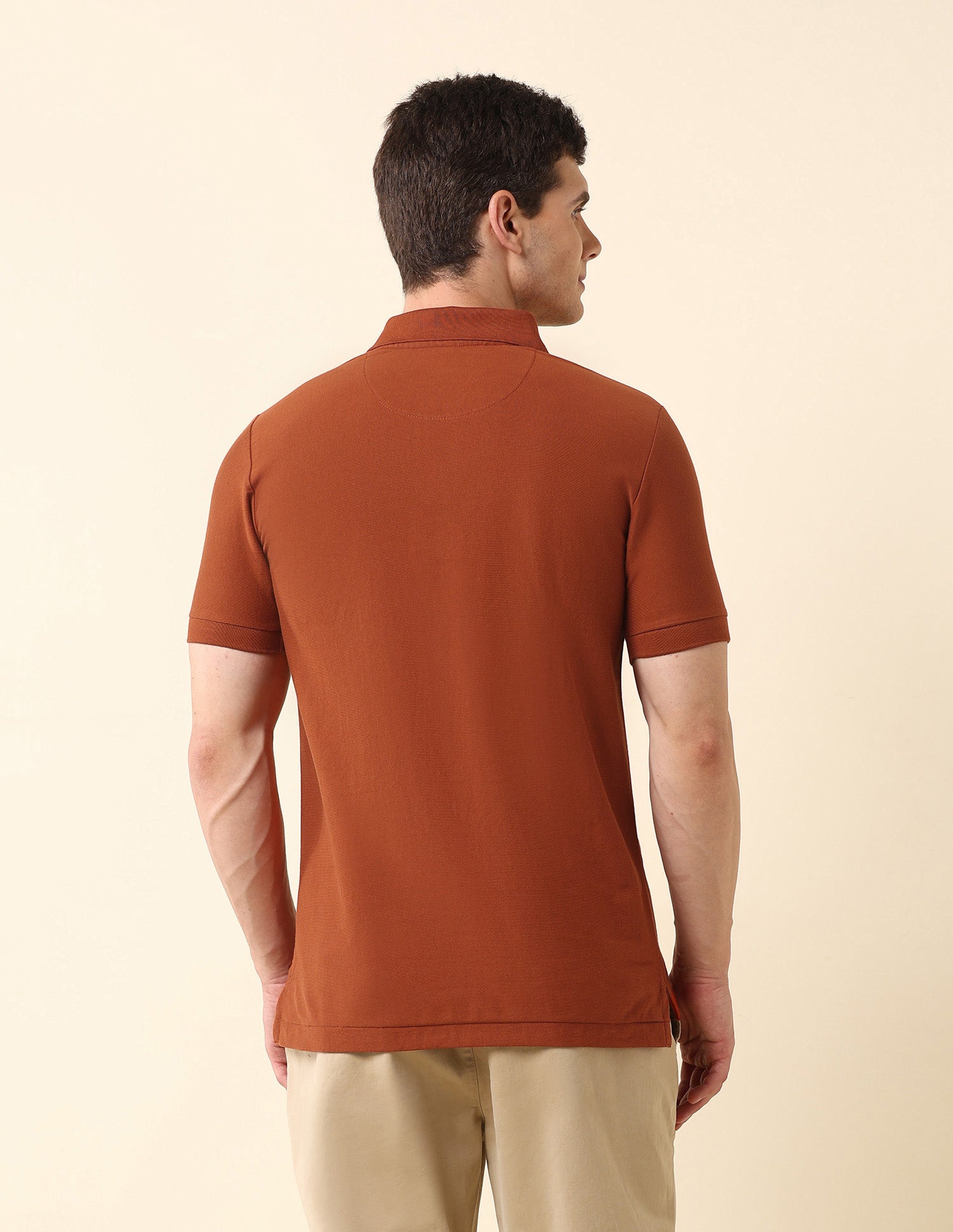 Textured Slim Fit Classic Polo Shirt Rust - U.S. Polo Assn. India | Large