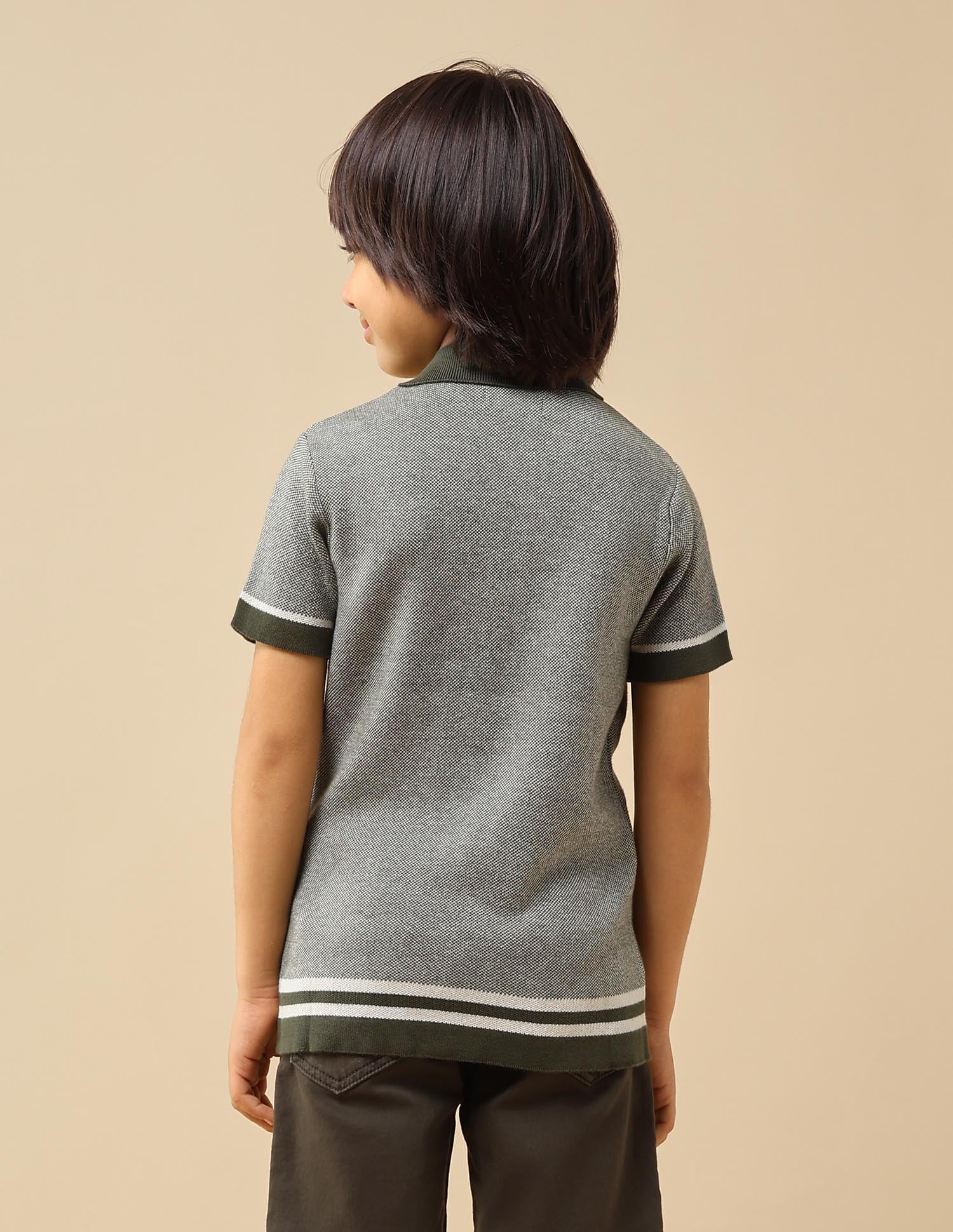 Boys Textured Regular Fit Polo Shirt Olive - U.S. POLO ASSN. | Large