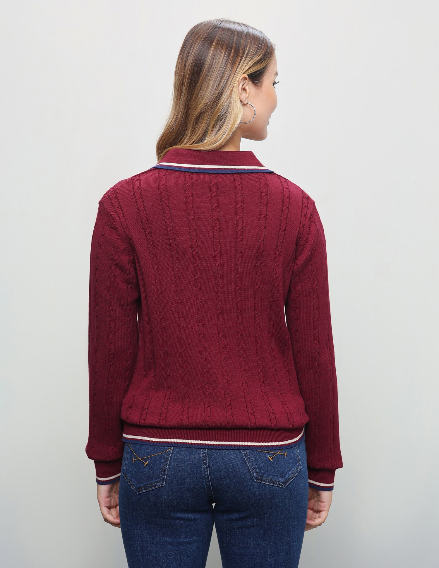 Cable Patterned Knit Regular Fit Sweater Red - U.S. Polo Assn. India | Large