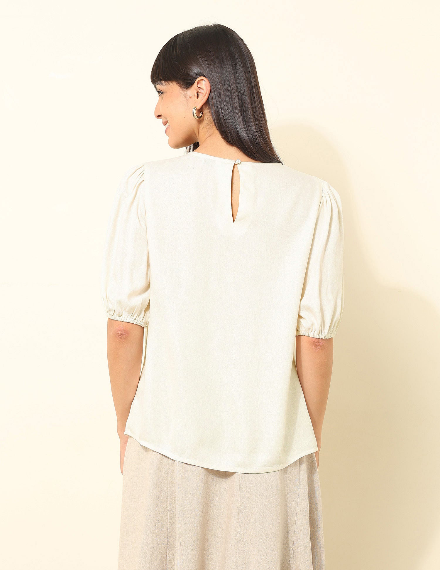 Floral Embroidered Top Ecru - U.S. Polo Assn. India | Large