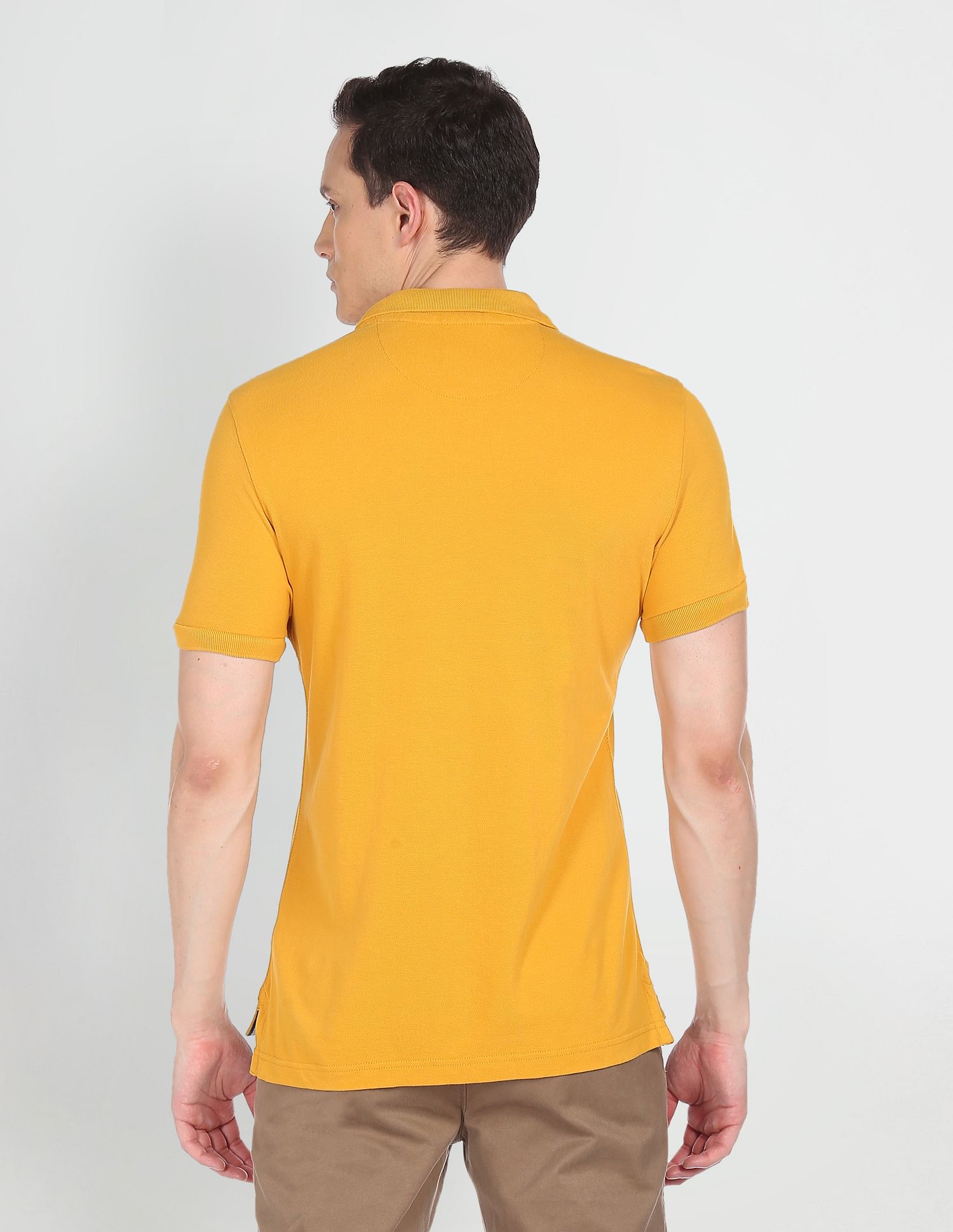 Cotton Solid Polo Shirt Mustard - U.S. POLO ASSN. | Large