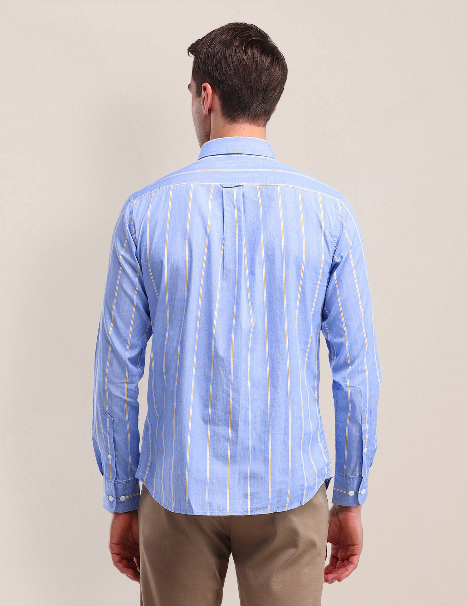 Tailored Fit Cotton Striped Shirt Blue - U.S. Polo Assn. India | Large