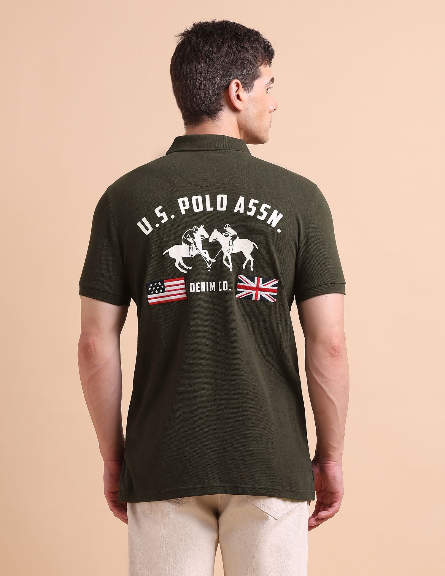 Brand Printed Muscle Fit Polo Shirt Olive - U.S. POLO ASSN. | Large