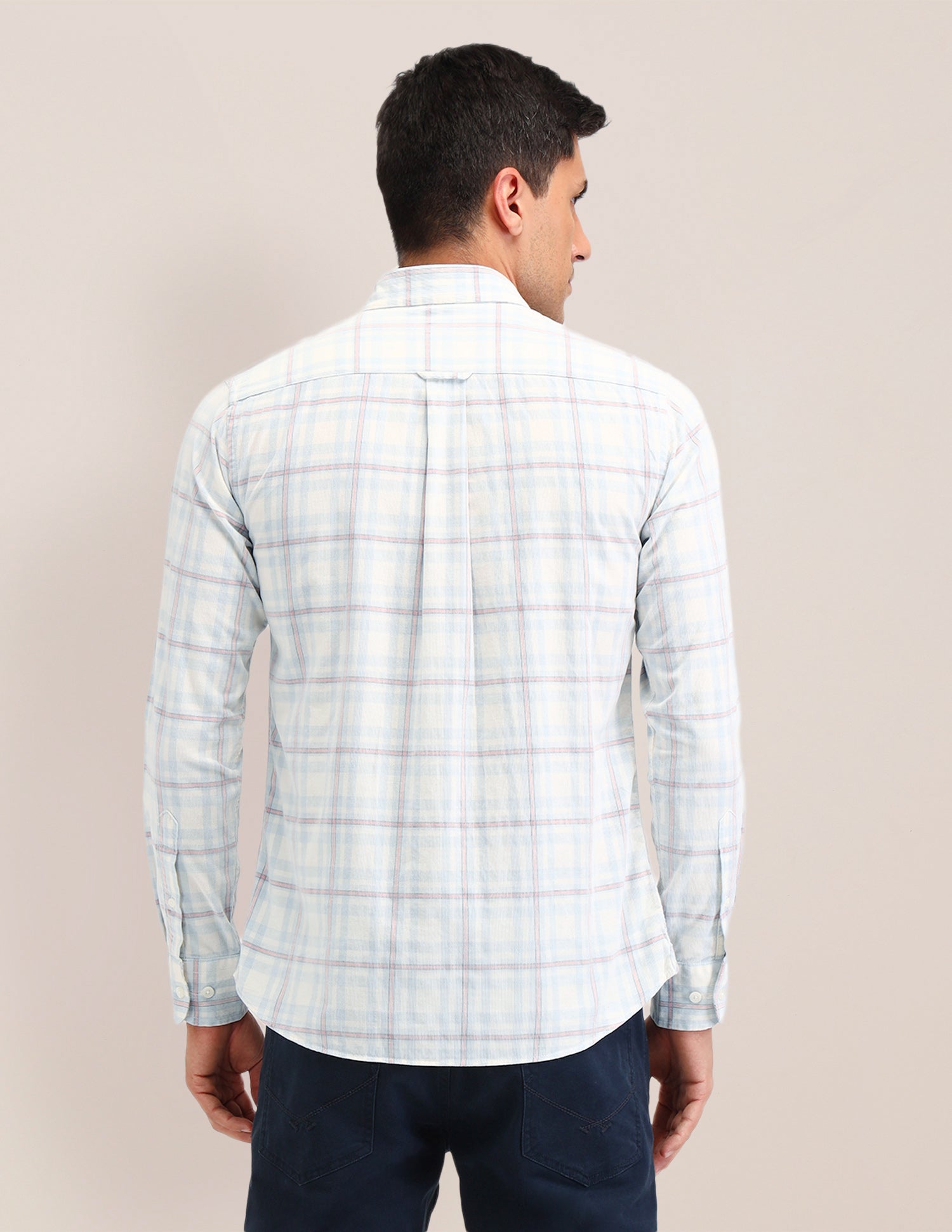 Dupplin Check Printed Regular Fit Shirt Light Blue - U.S. Polo Assn. India | Large
