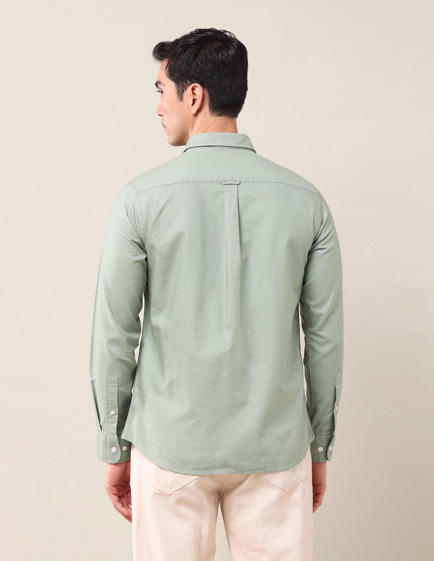 Tailored Fit Solid Shirt Light Green - U.S. Polo Assn. India | Large