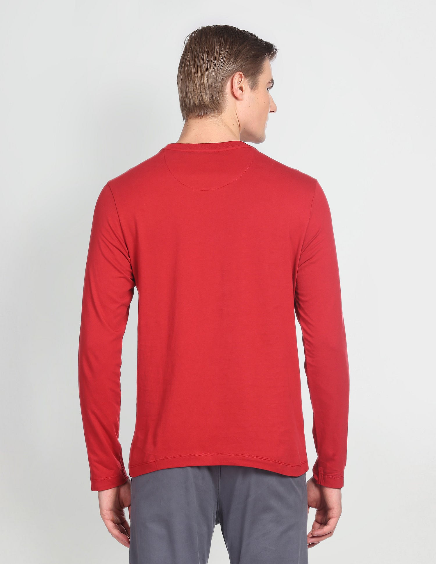 Crew Neck Long Sleeve Brand Print T-Shirt Red - U.S. Polo Assn. India | Large