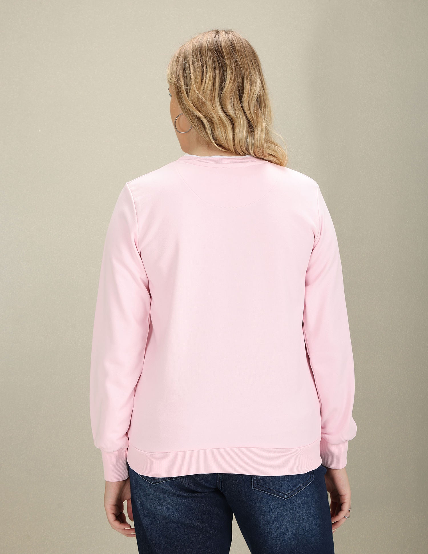 Crew Neck Brand Print Sweatshirt Pink - U.S. Polo Assn. India | Large