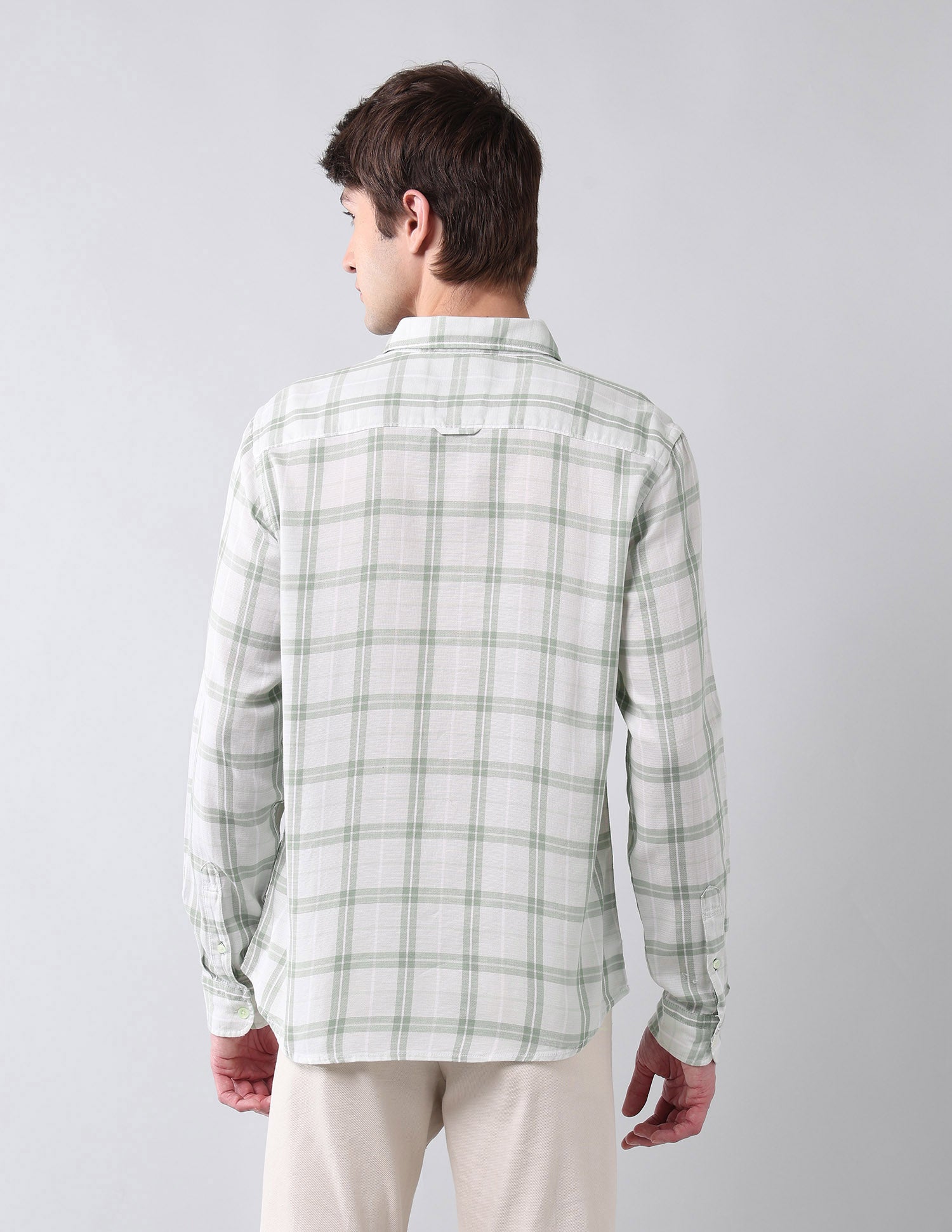 Grid Tattersall Checked Regular Fit Shirt Light Green - U.S. Polo Assn. India | Large