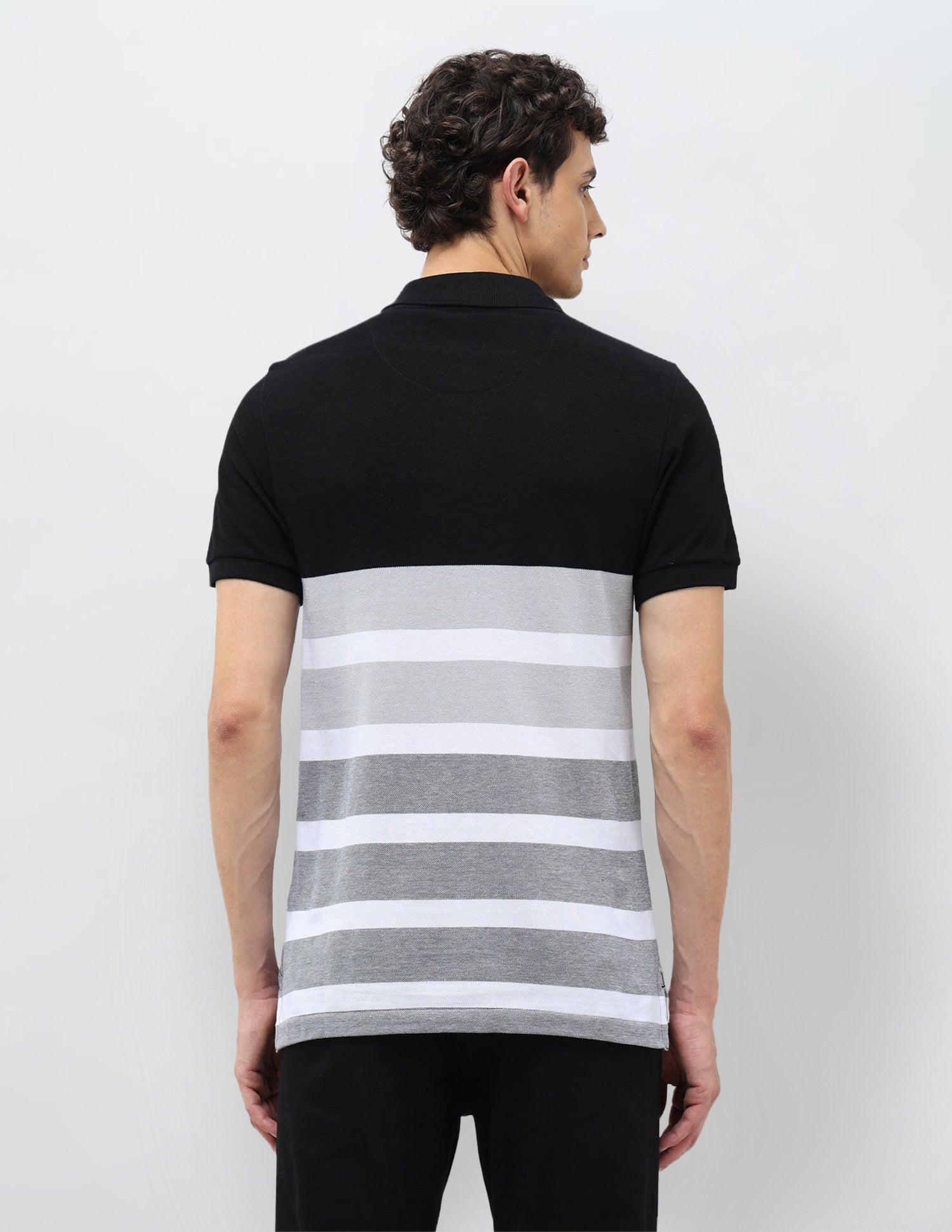 Horizontal Striped Slim Fit Polo shirt Black - U.S. Polo Assn. India | Large
