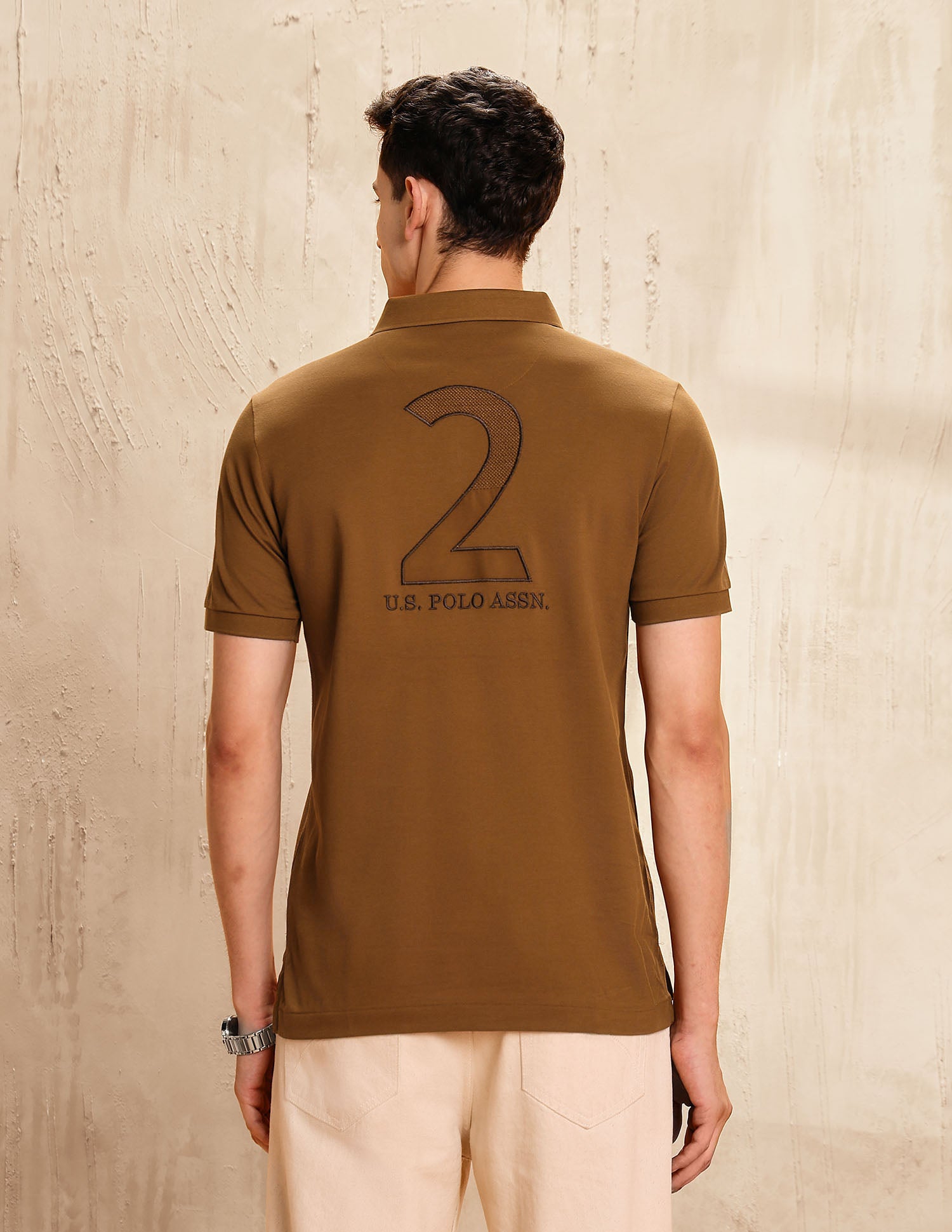 Numeric Brand Embroidered Regular Fit Polo Shirt Brown - U.S. POLO ASSN. | Large