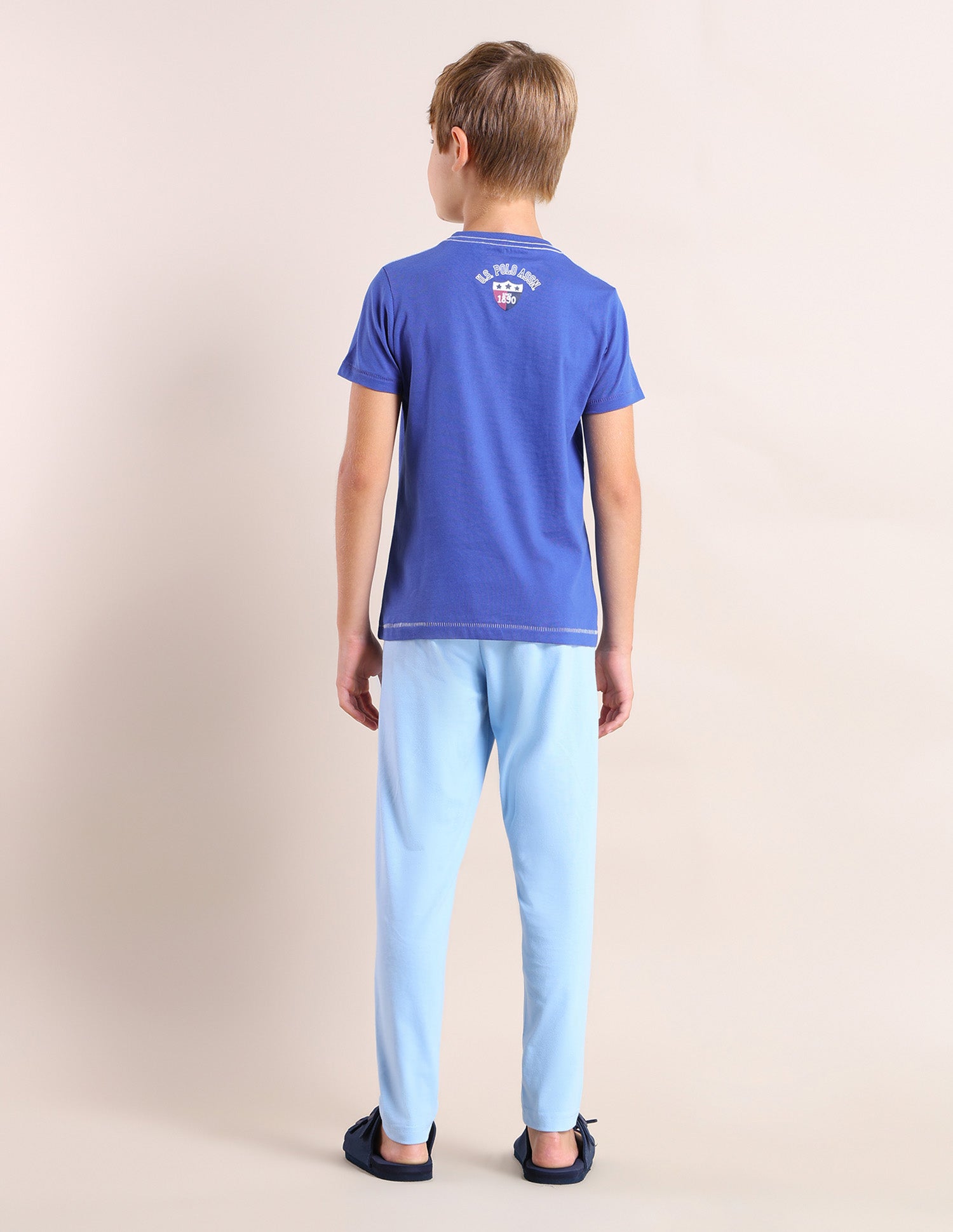 Boys Comfort Fit Pure Cotton T-Shirt - Pack Of 2 Blue and Purple - U.S. POLO ASSN. | Large