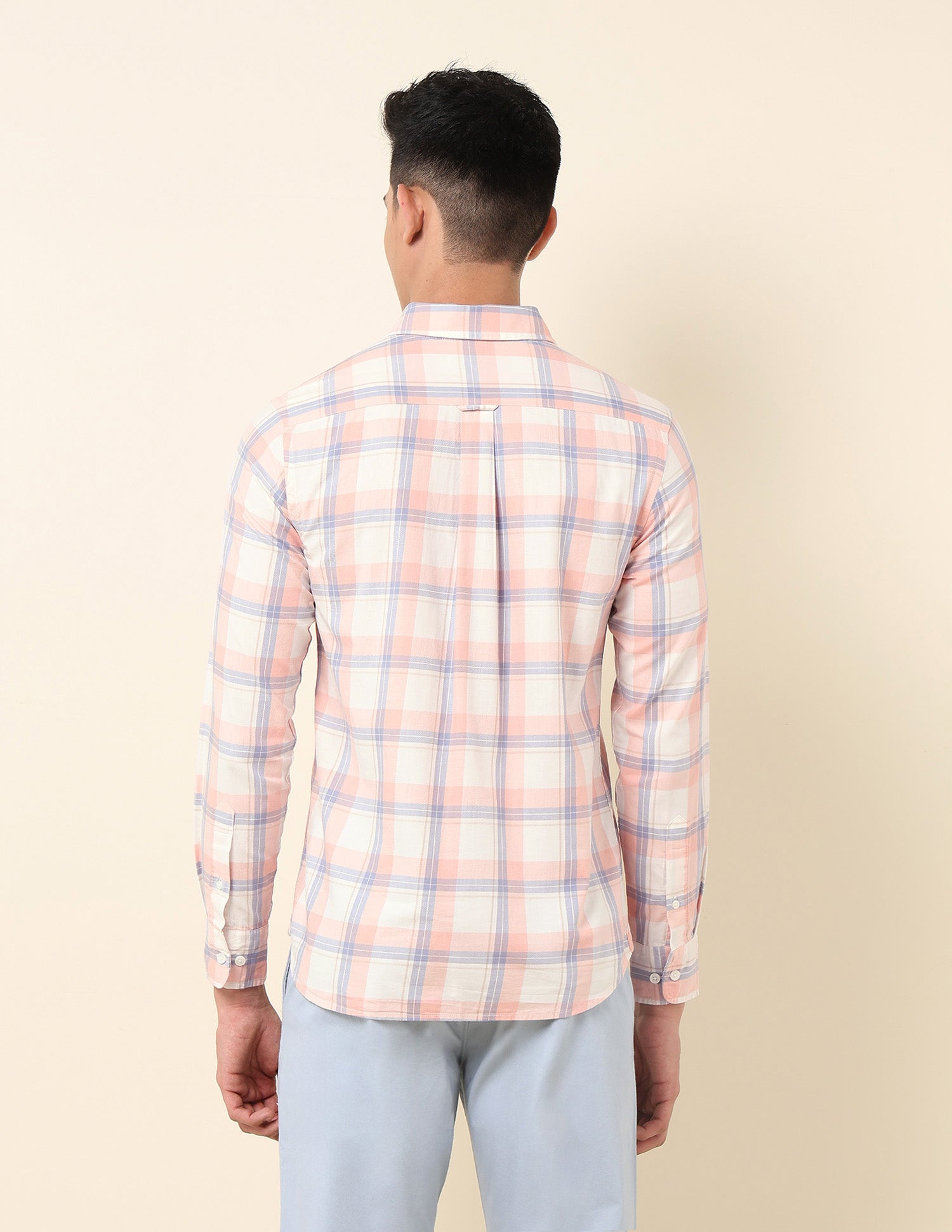 Pure Cotton Tartan Checked Shirt Peach - U.S. Polo Assn. India | Large